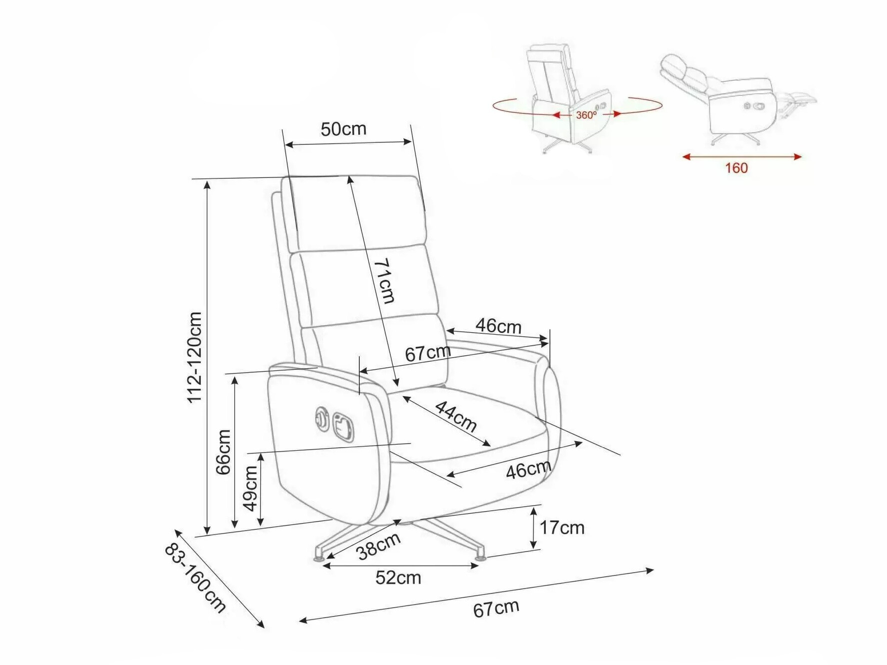 Fauteuil inclinable Detroit 1032 (Raven 45)