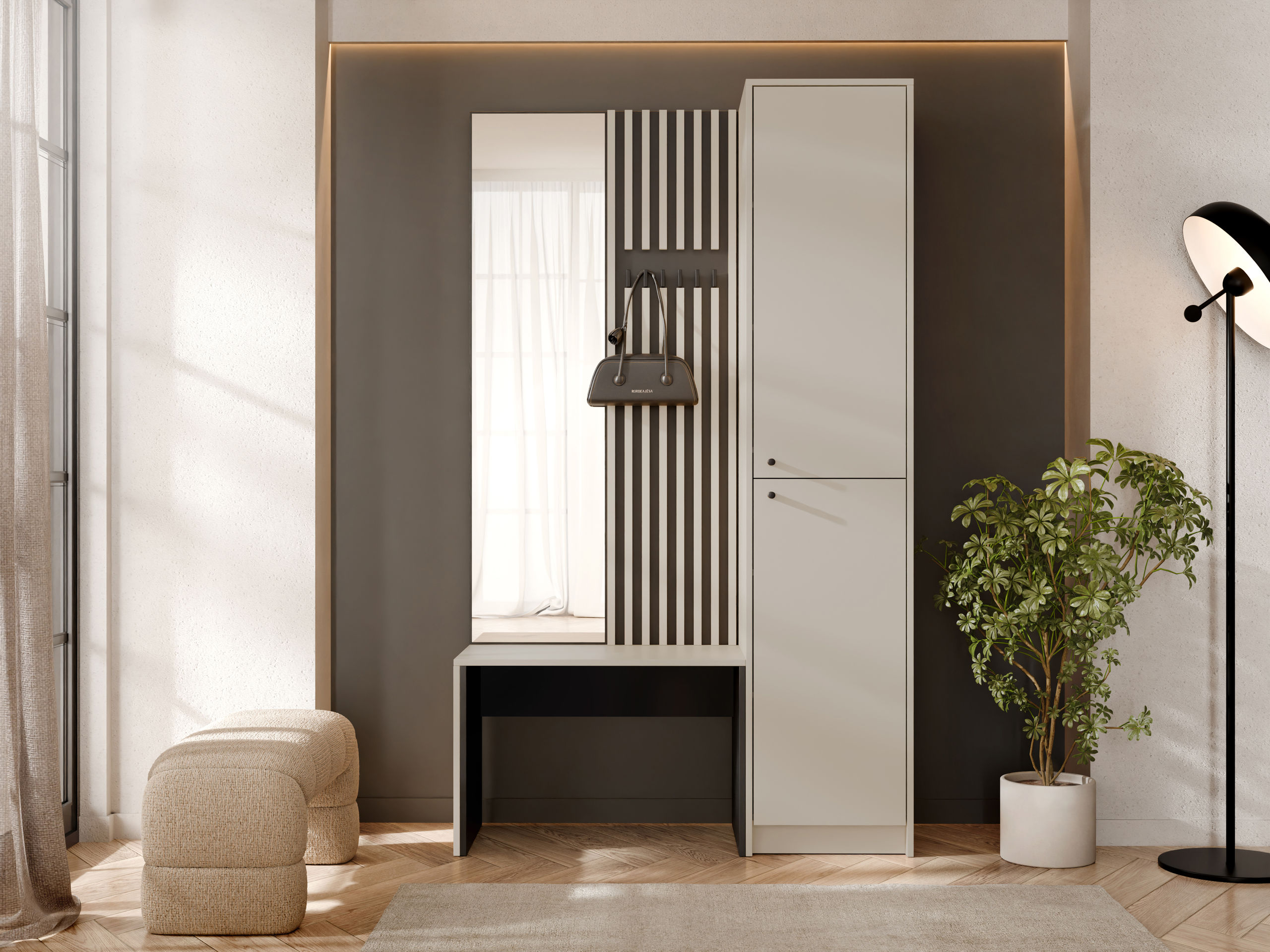 Meuble d'entrée Comfivo Nomas (Beige + Noir)