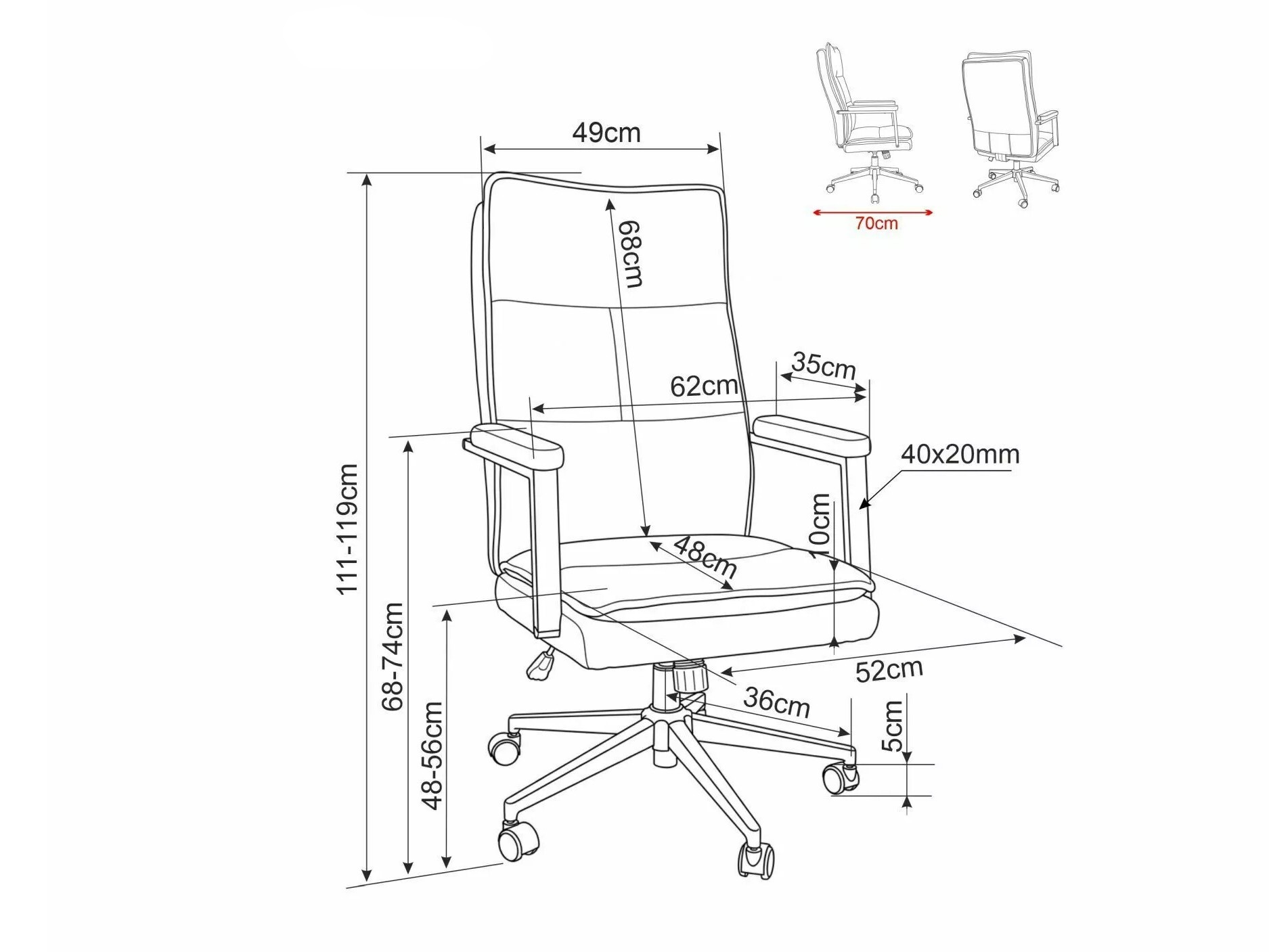 Chaise de bureau Detroit 1035 (Noir)