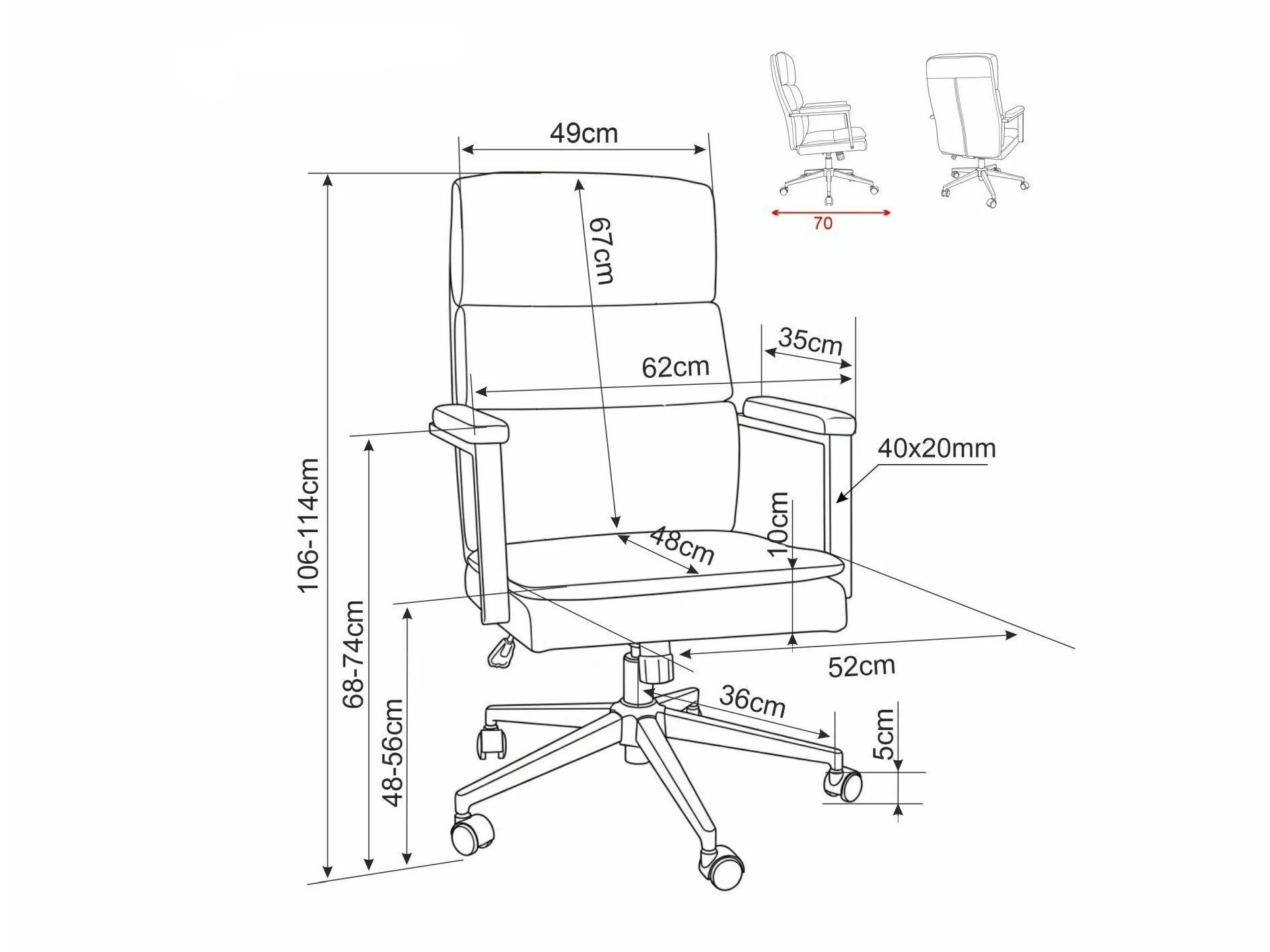 Chaise de bureau Detroit 1036 (Noir)