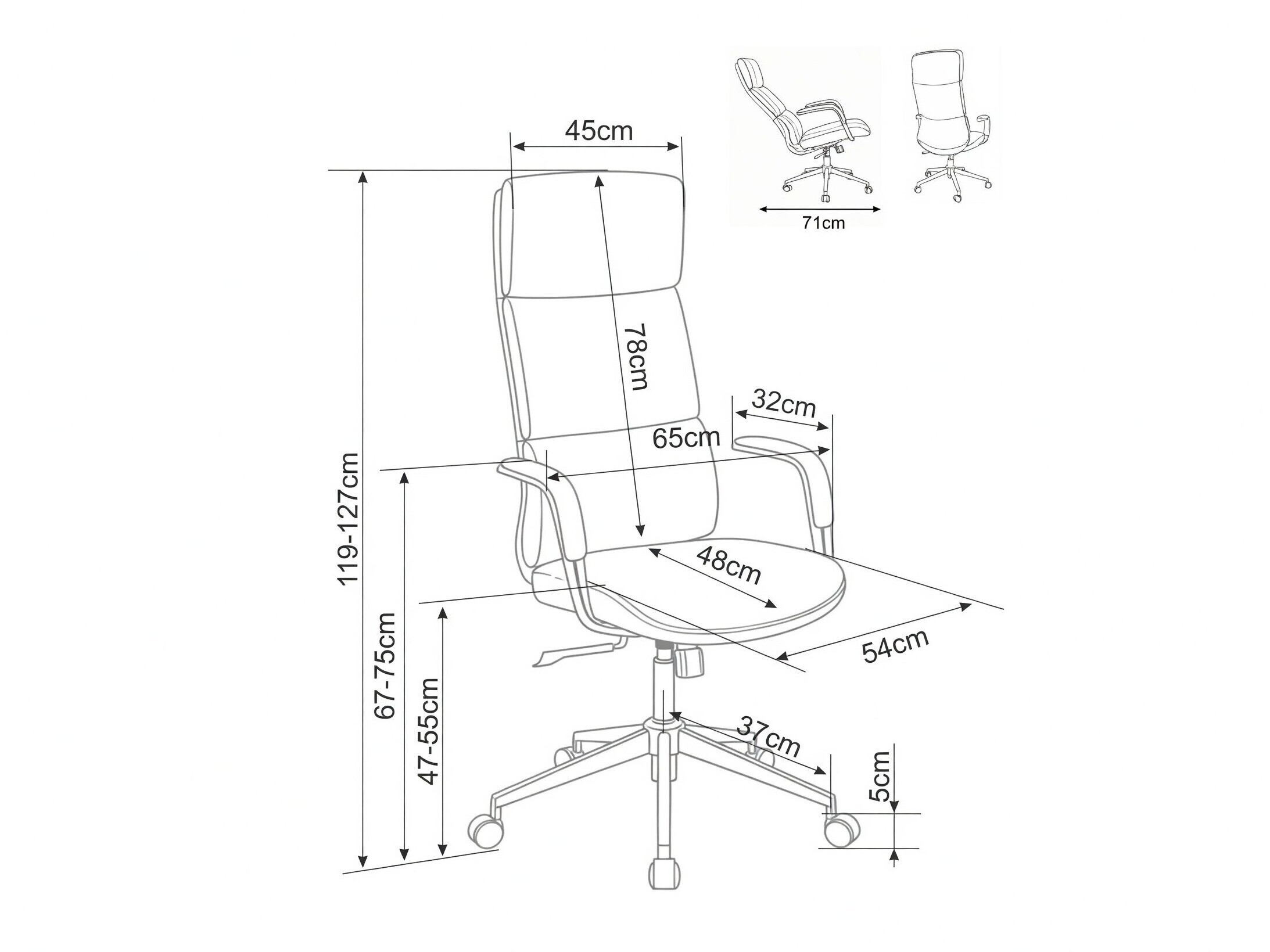 Chaise de bureau Detroit 950 (Noir)