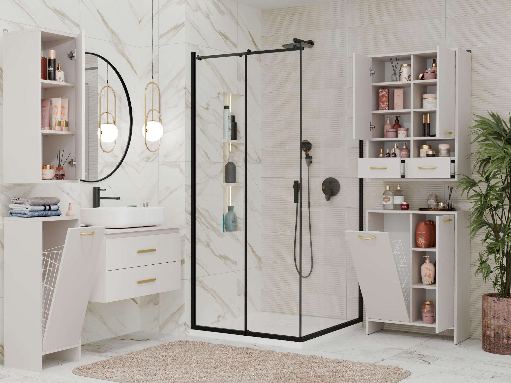 Armoire de bain à poser Servou 112 (Cachemire)