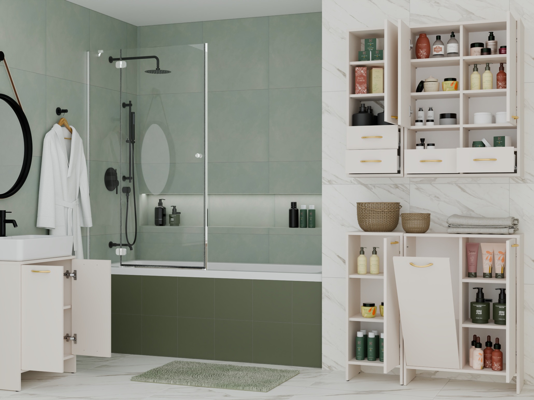 Armoire de bain à poser Servou 110 (Cachemire)
