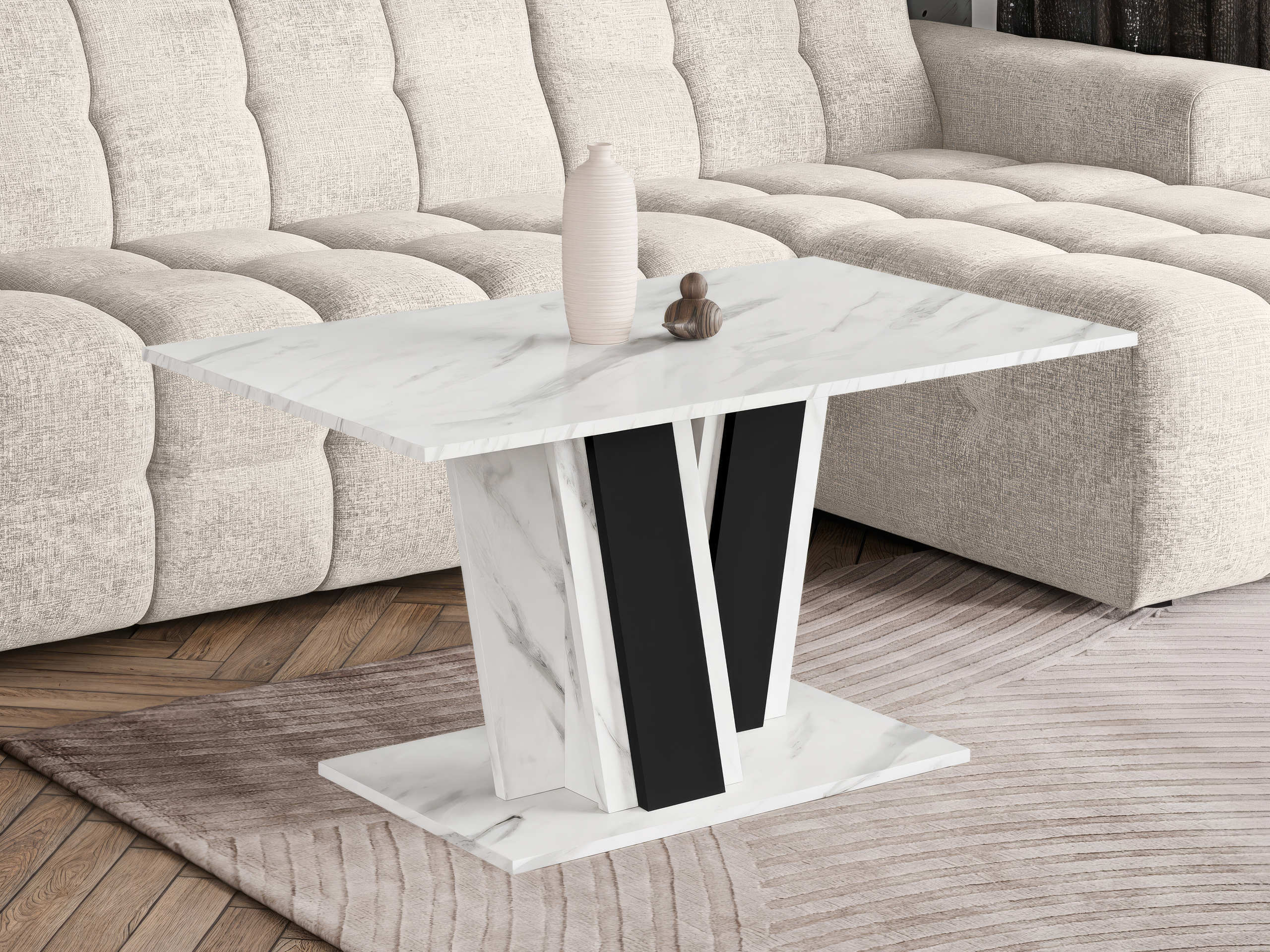 Table basse Goodyear 138 (Marbre blanc + Noir)