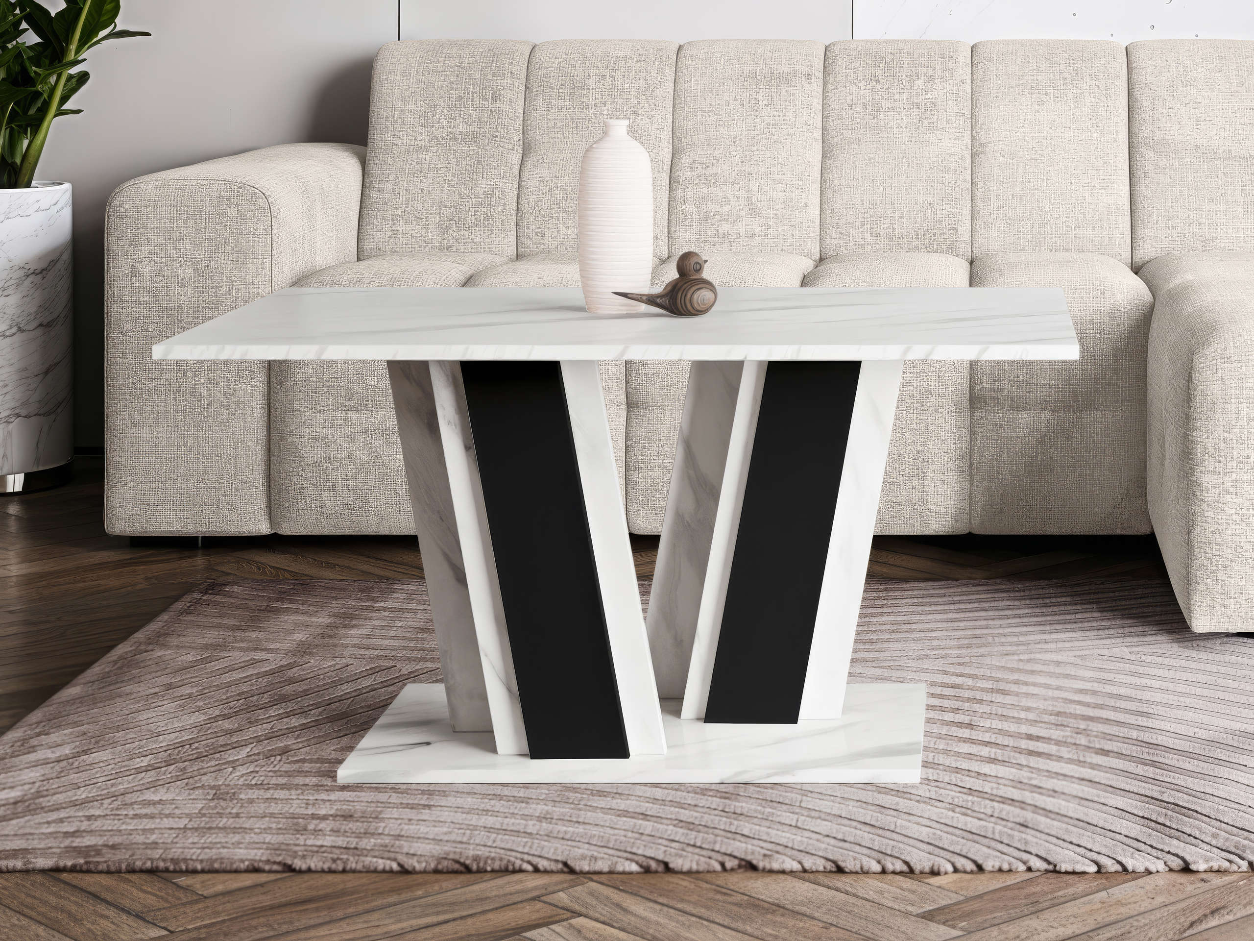 Table basse Goodyear 138 (Marbre blanc + Noir)