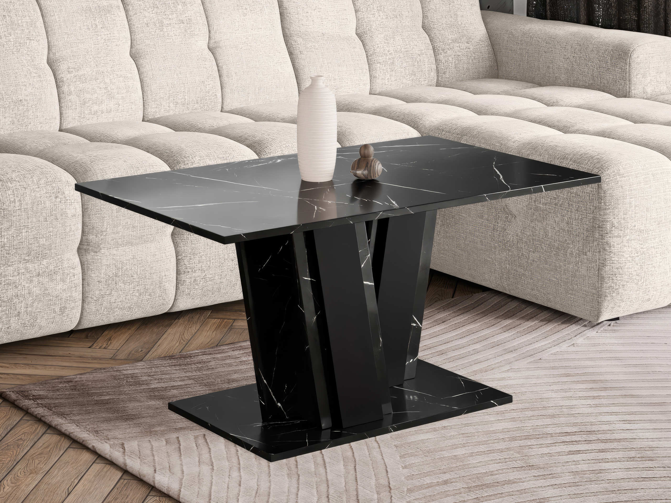 Table basse Goodyear 138 (Marbre noir + Noir)