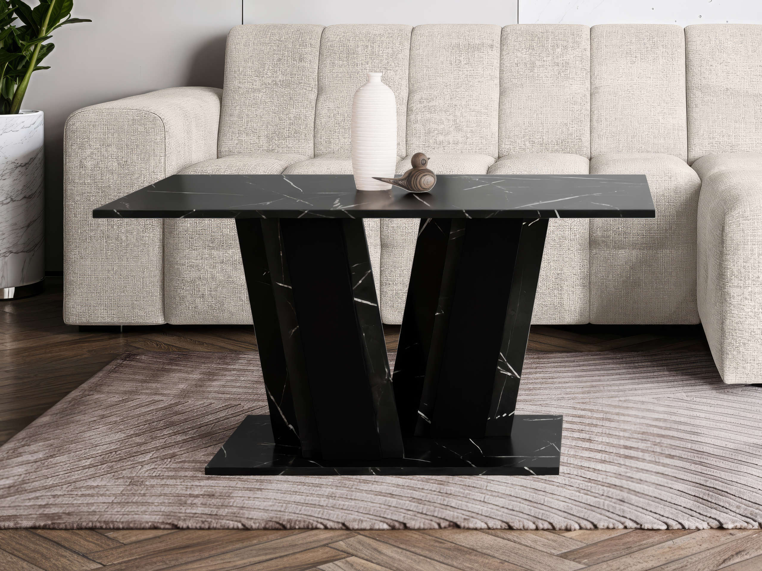 Table basse Goodyear 138 (Marbre noir + Noir)