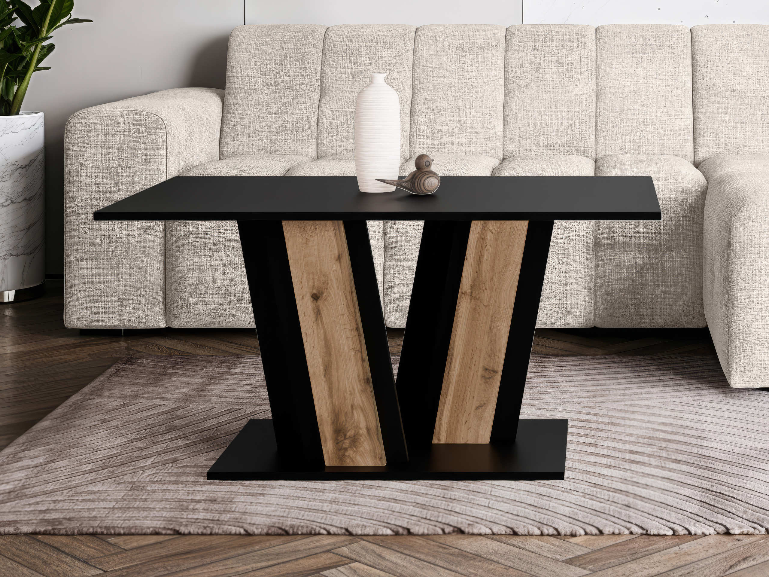 Table basse Goodyear 138 (Noir + Chêne wotan)