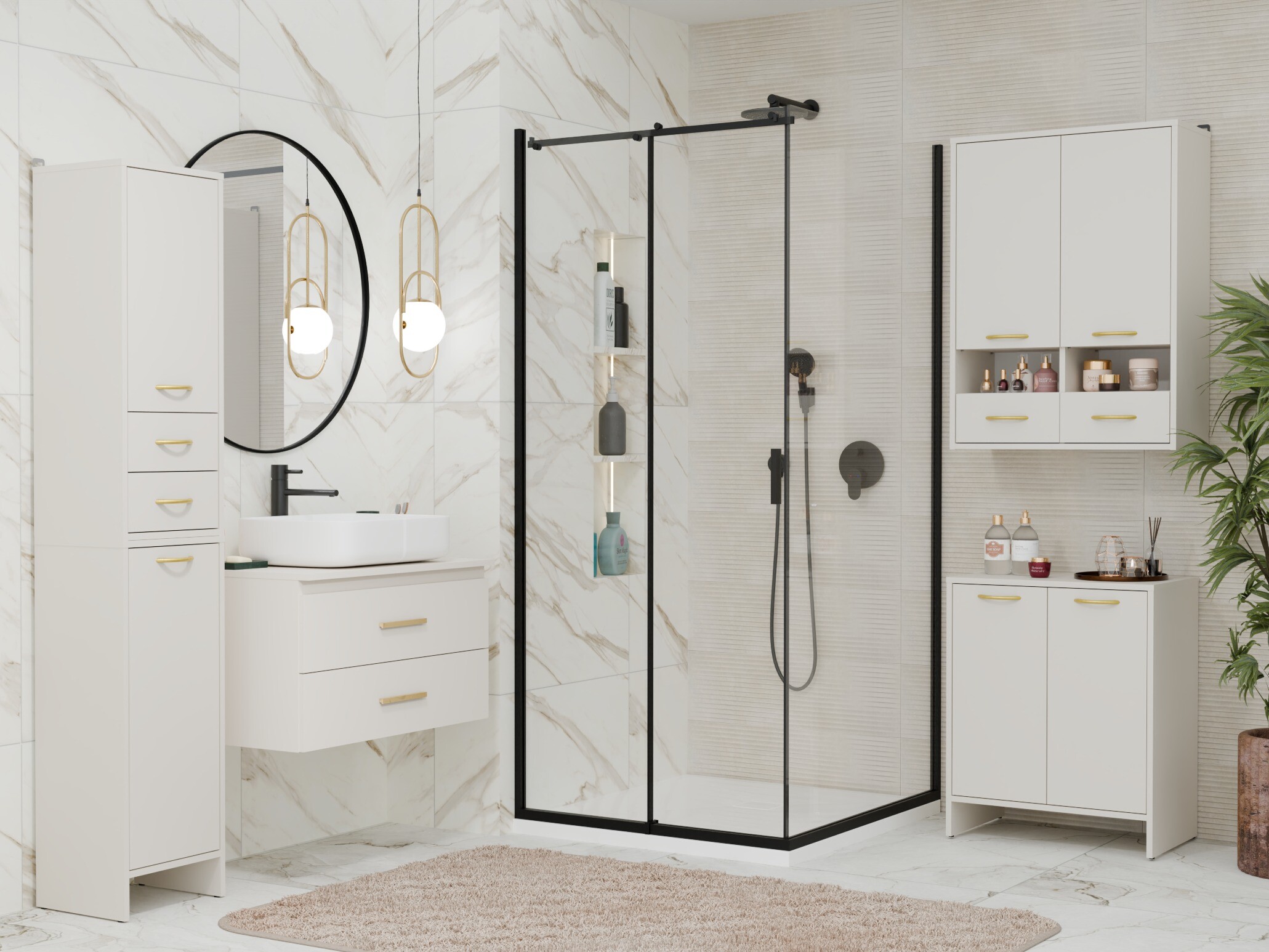 Armoire de salle de bain murale Servou 115 (Cachemire)