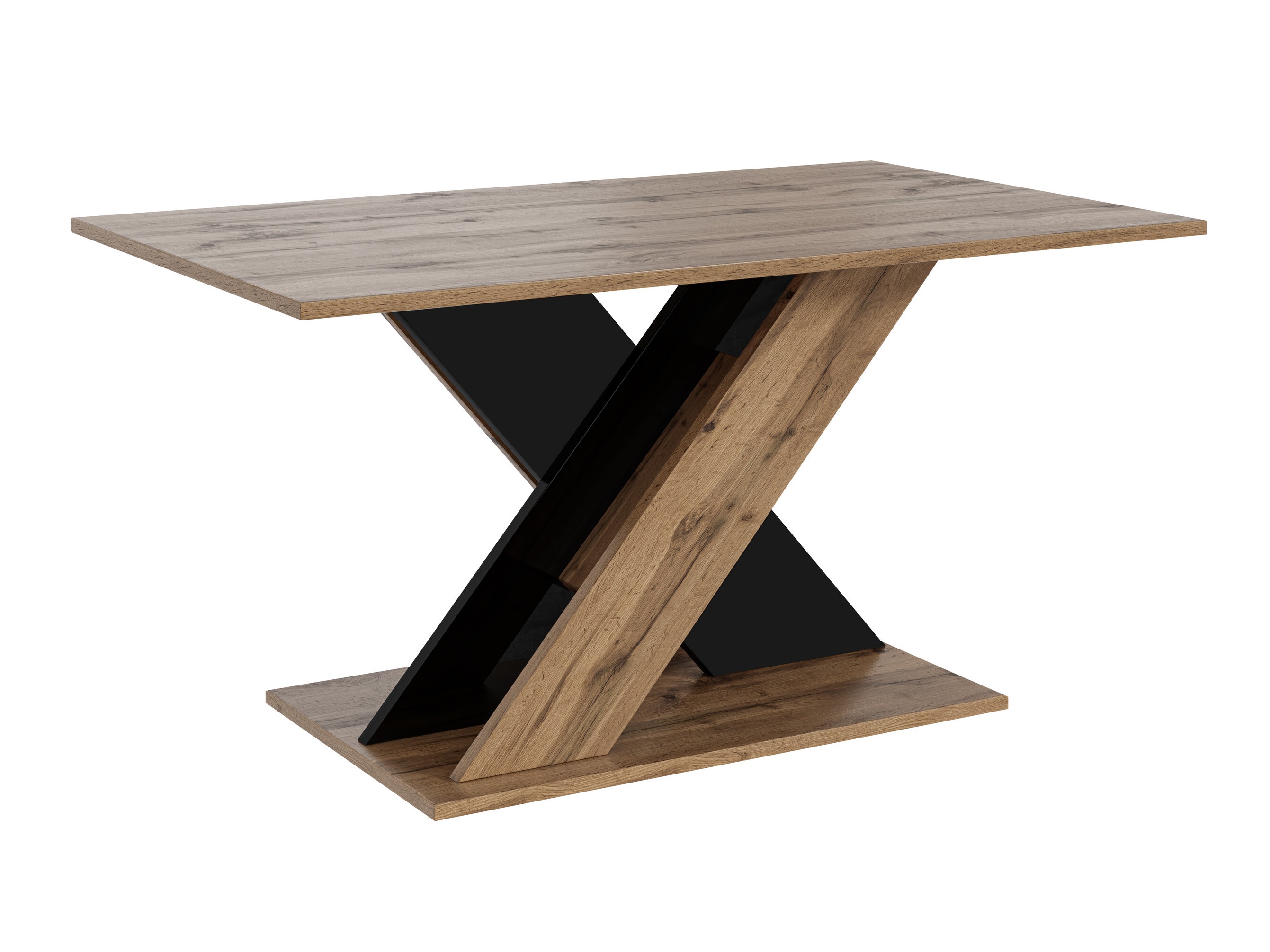Table basse Goodyear 140 (Chêne wotan + Noir brillant)