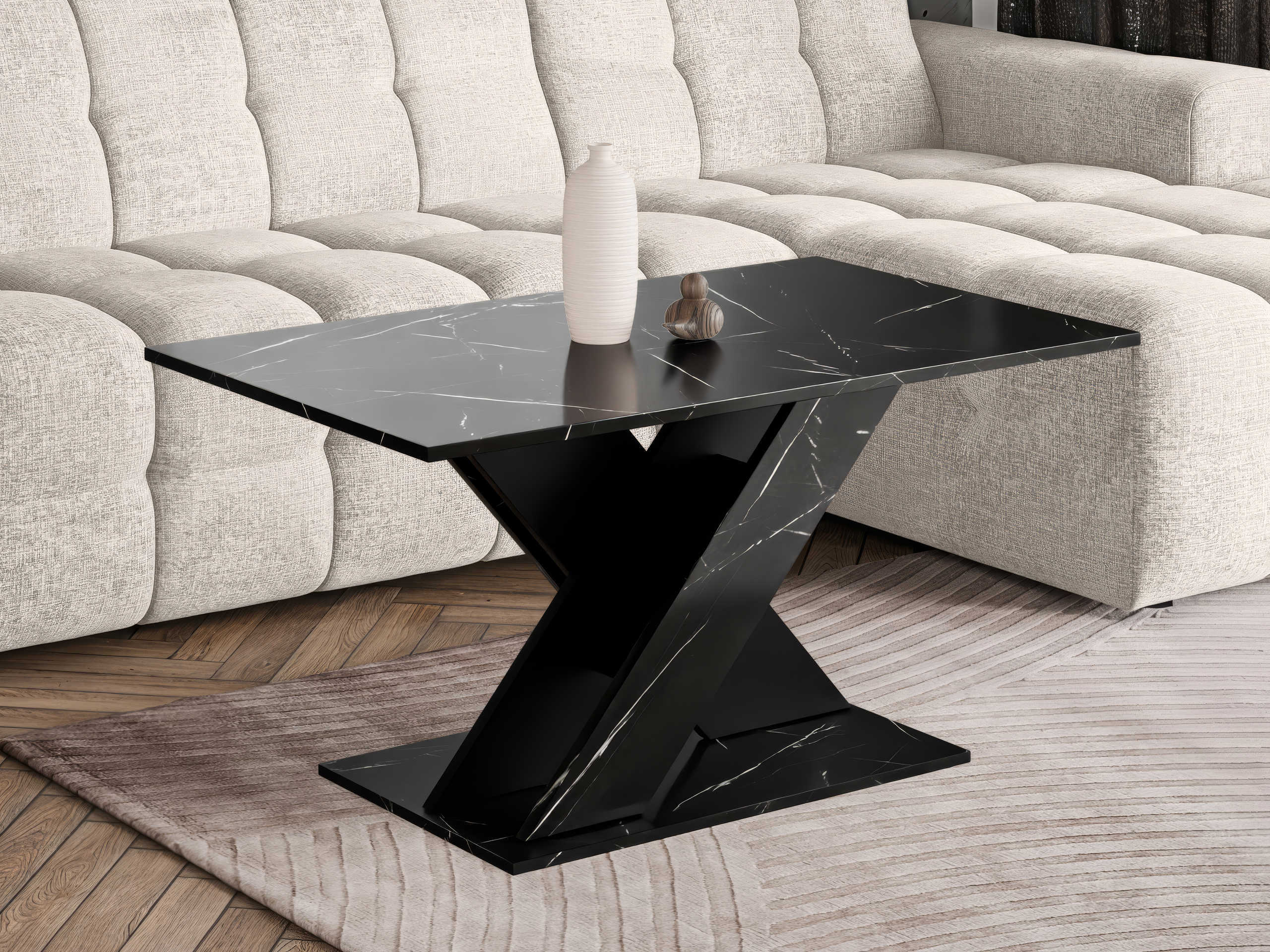 Table basse Goodyear 140 (Marbre noir + Noir)