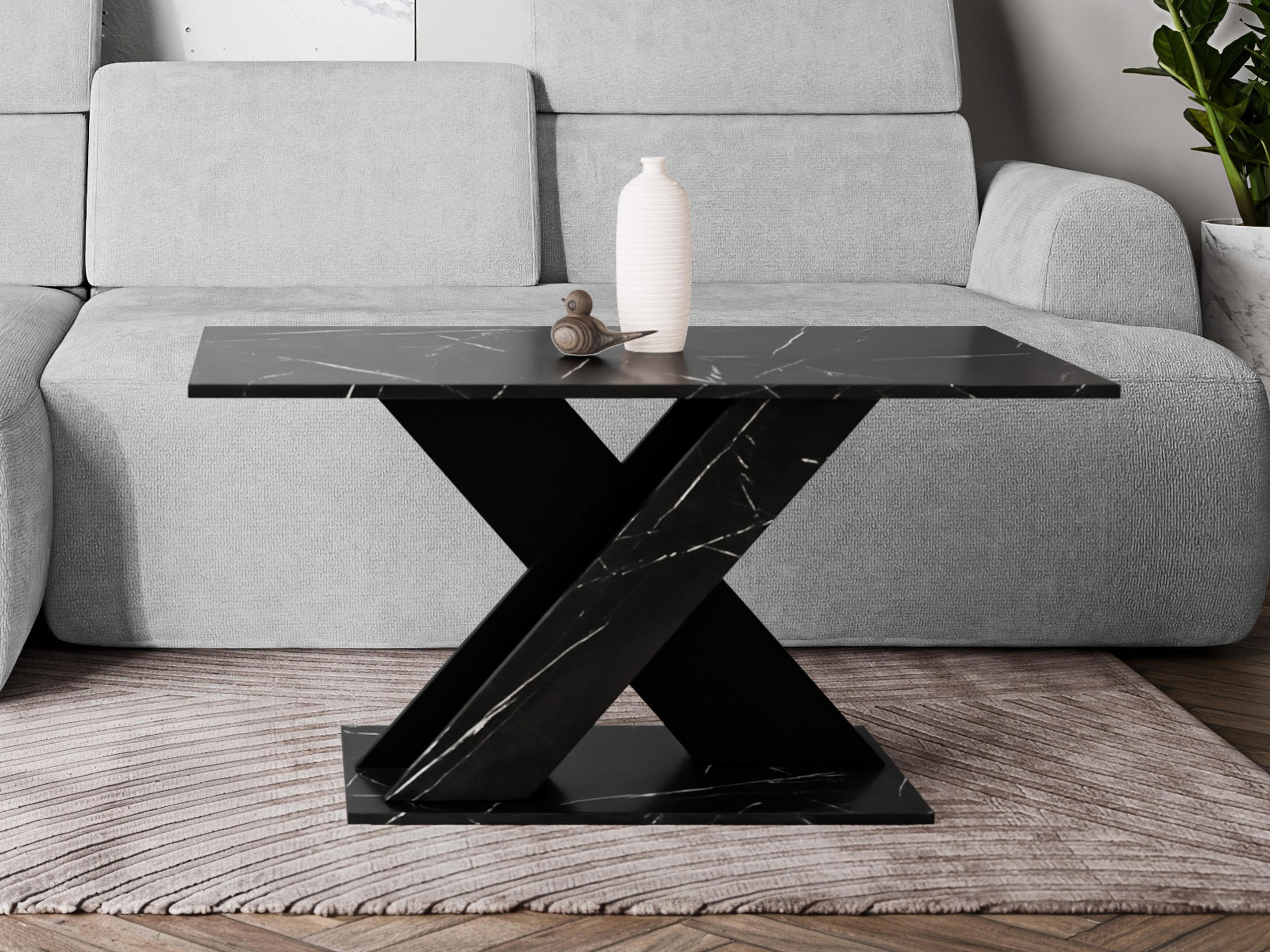 Table basse Goodyear 140 (Marbre noir + Noir)