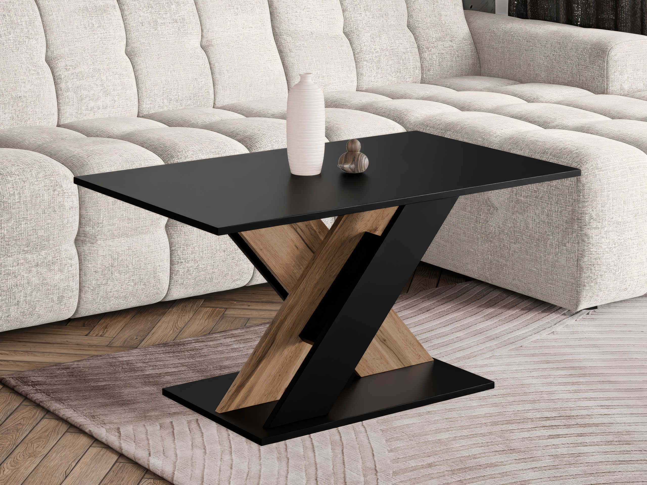Table basse Goodyear 140 (Noir + Chêne wotan)
