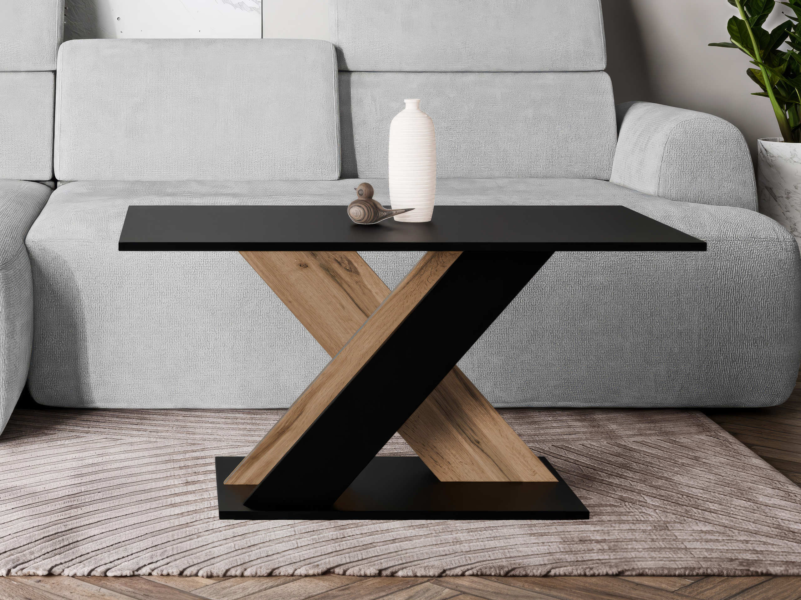 Table basse Goodyear 140 (Noir + Chêne wotan)
