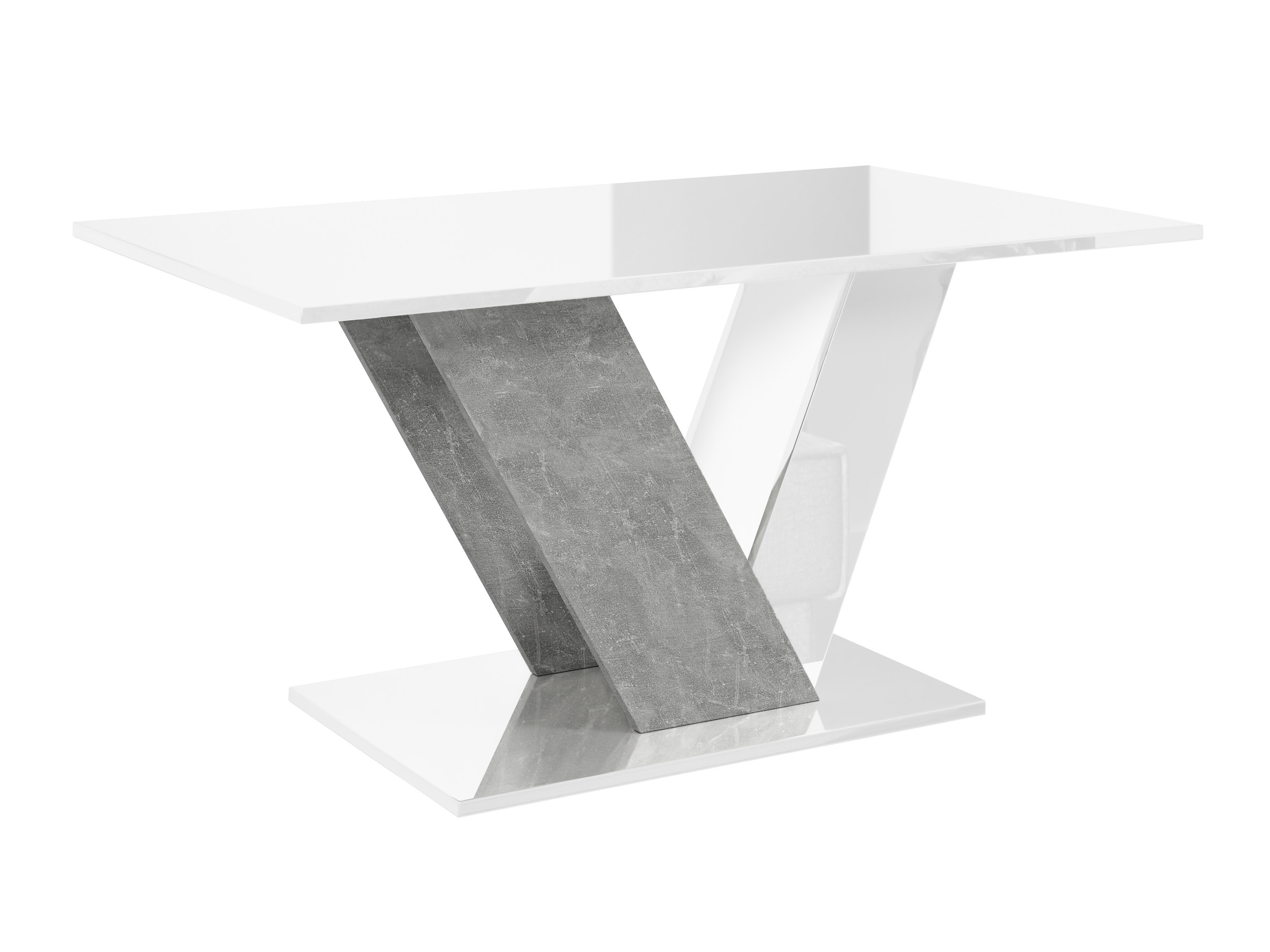 Table basse Goodyear 142 (Blanc brillant + Béton)