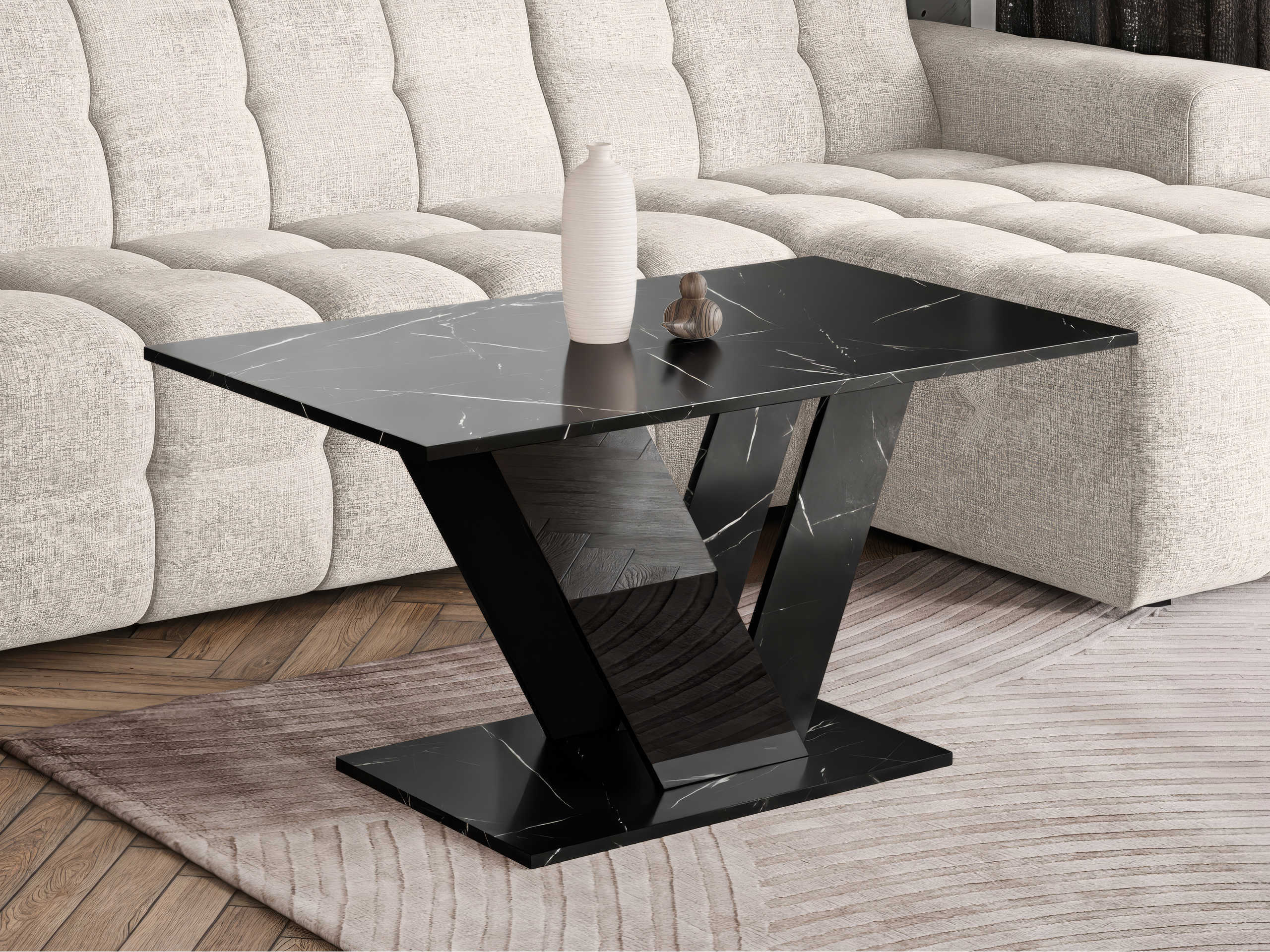Table basse Goodyear 142 (Marbre noir + Noir)