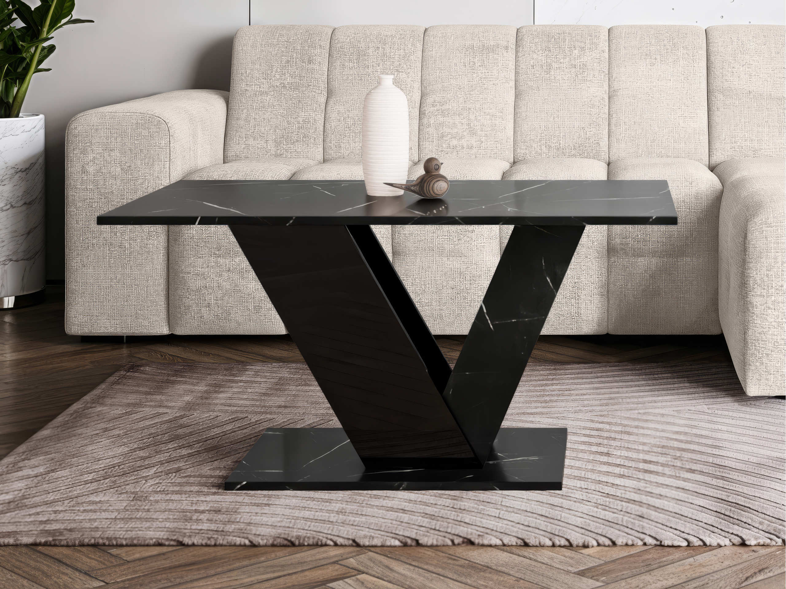Table basse Goodyear 142 (Marbre noir + Noir)
