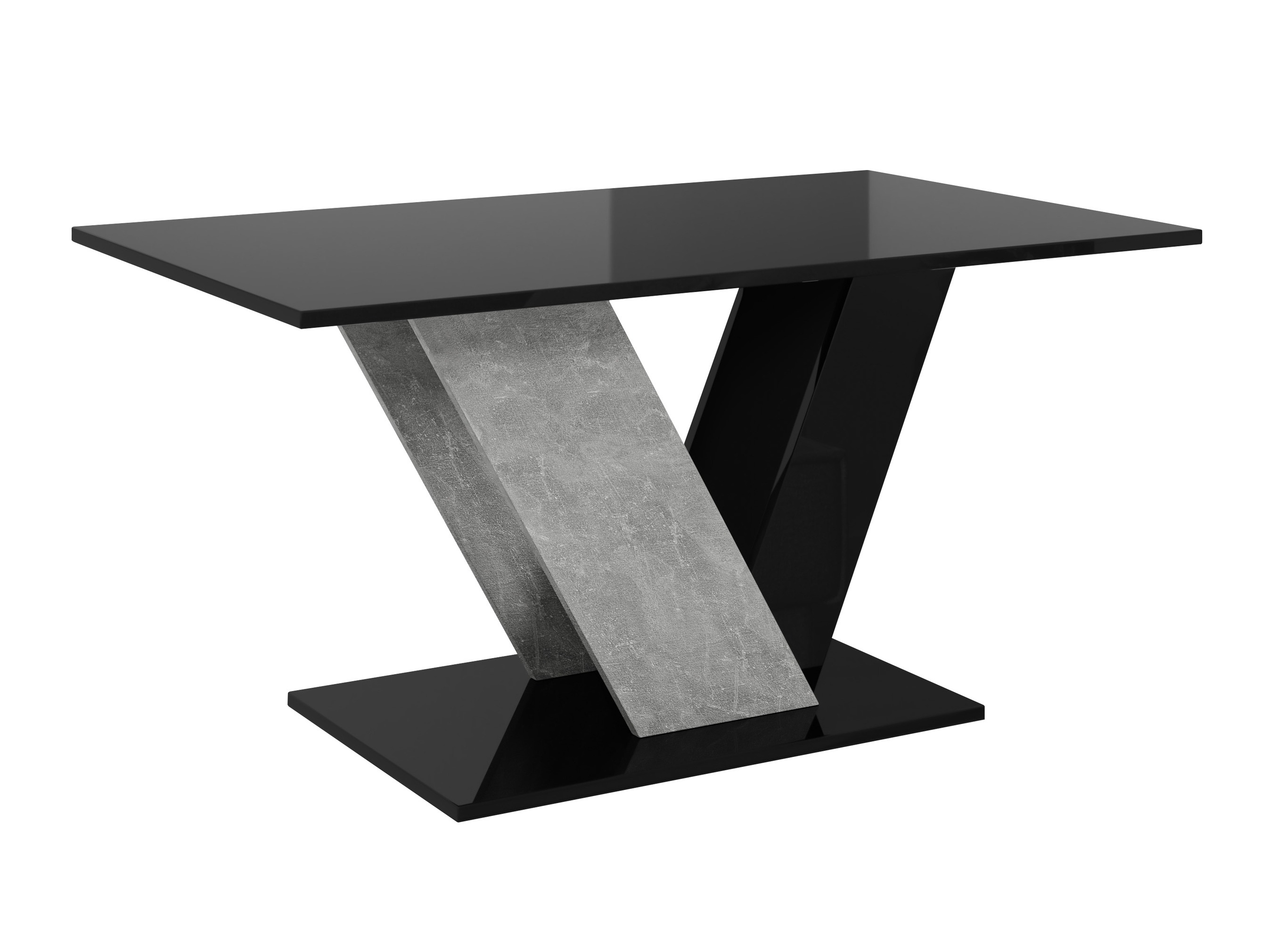 Table basse Goodyear 142 (Noir brillant + Béton)