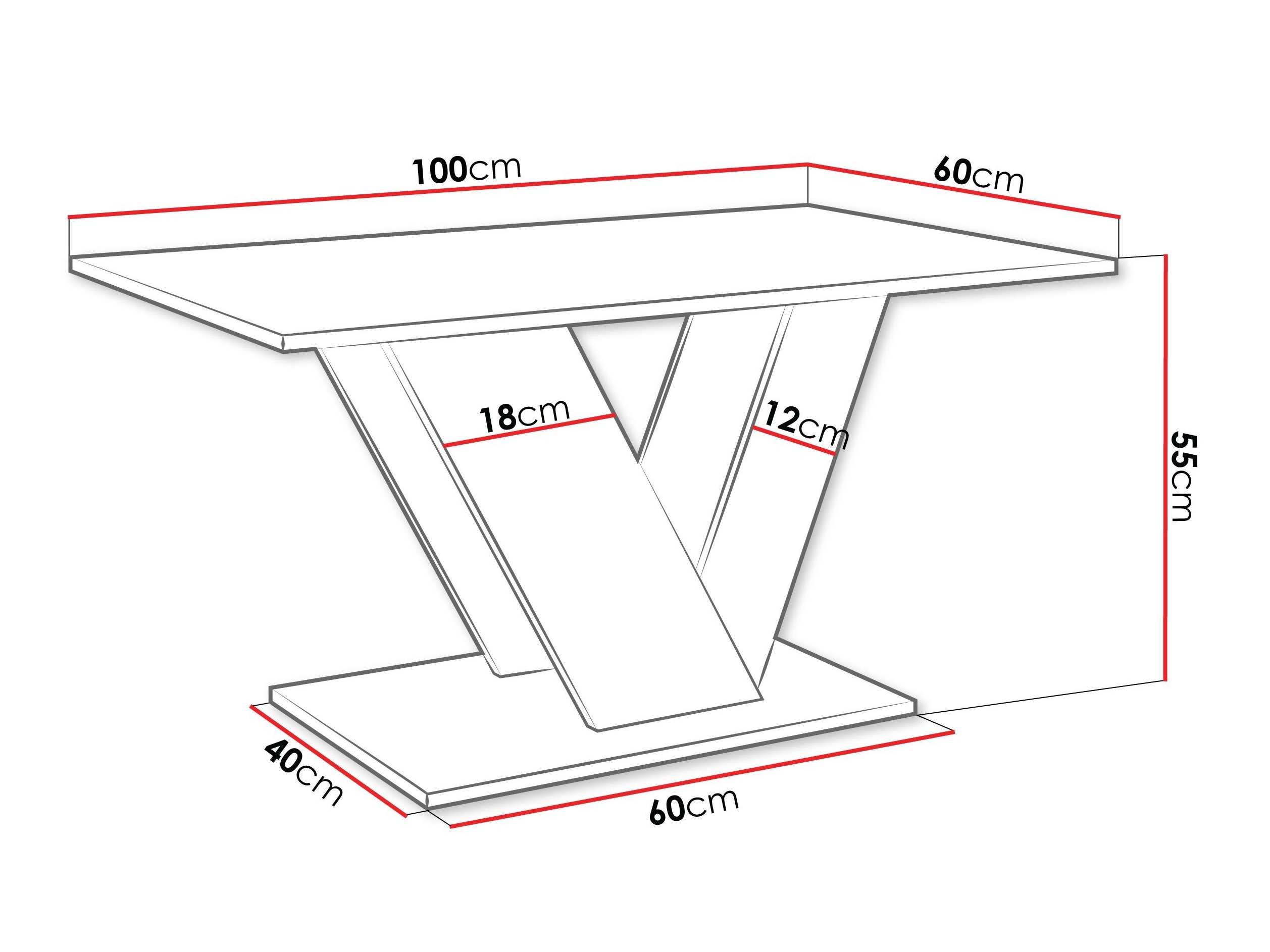Table basse Goodyear 142 (Noir brillant + Béton)