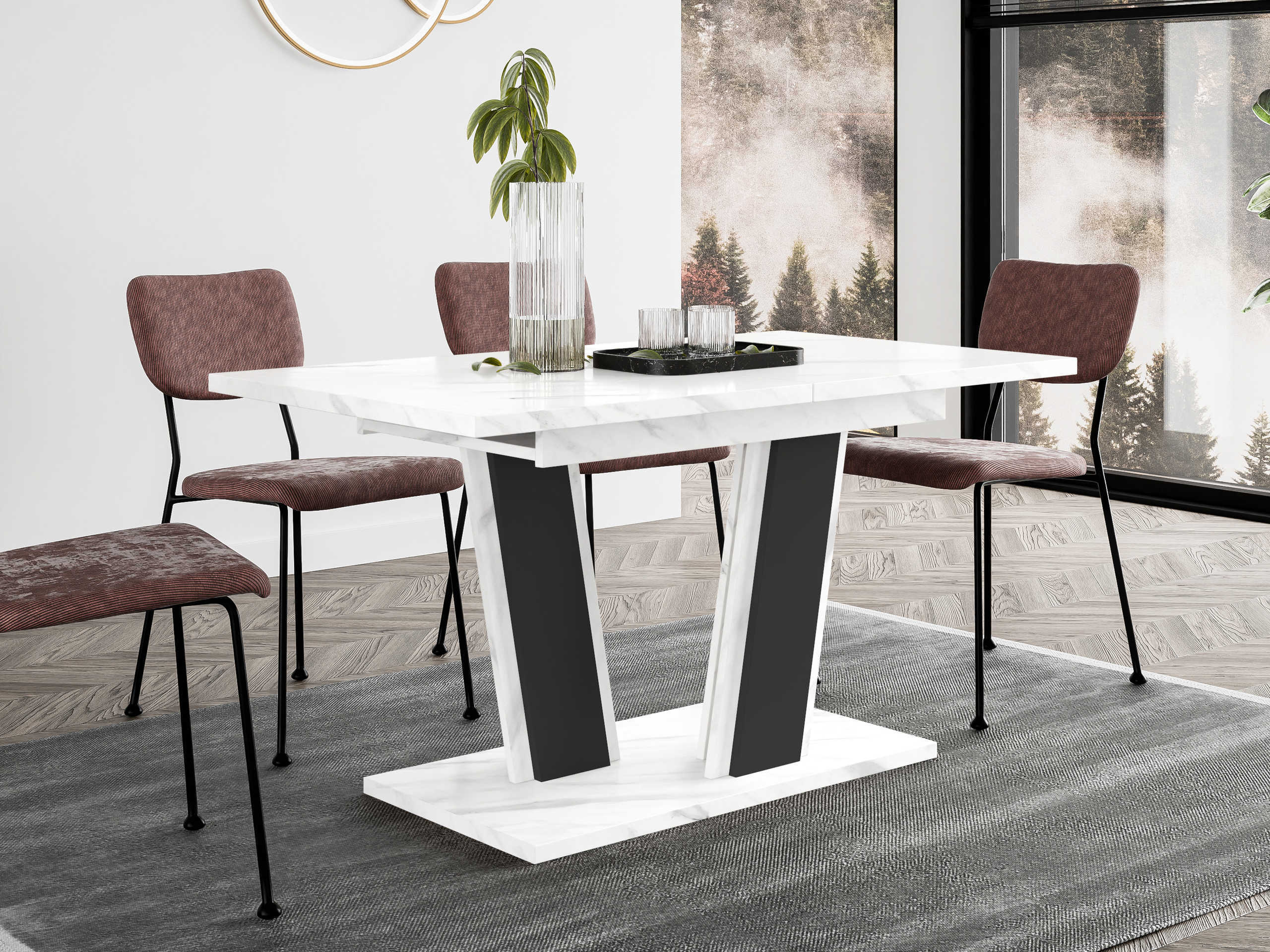 Table Goodyear 139 (Marbre blanc + Noir)