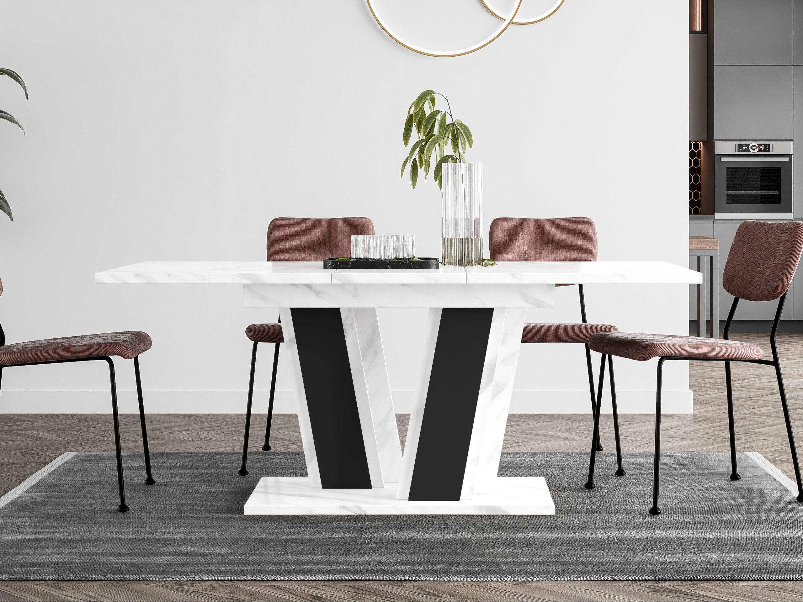Table Goodyear 139 (Marbre blanc + Noir)