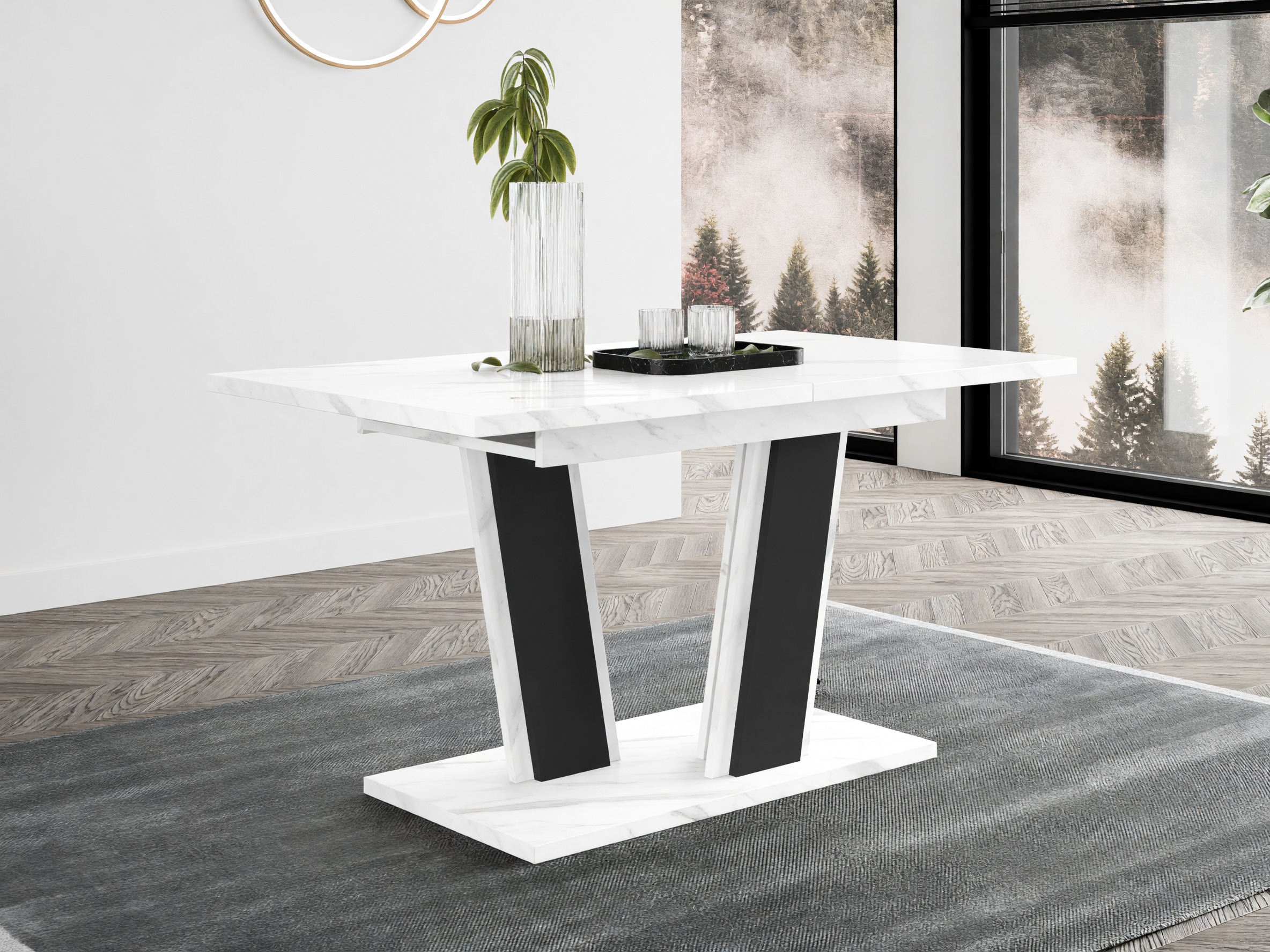 Table Goodyear 139 (Marbre blanc + Noir)