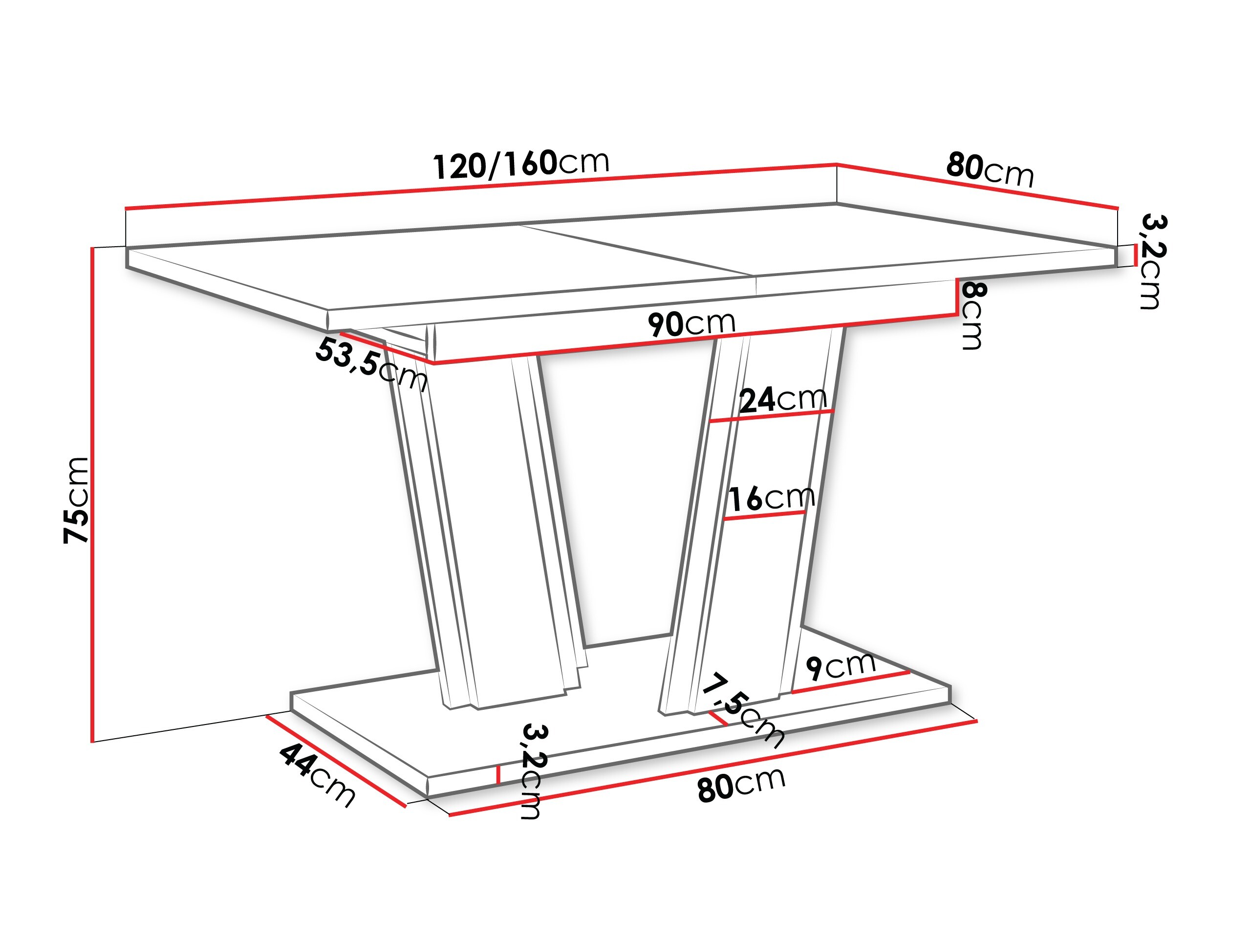 Table Goodyear 139 (Marbre blanc + Noir)