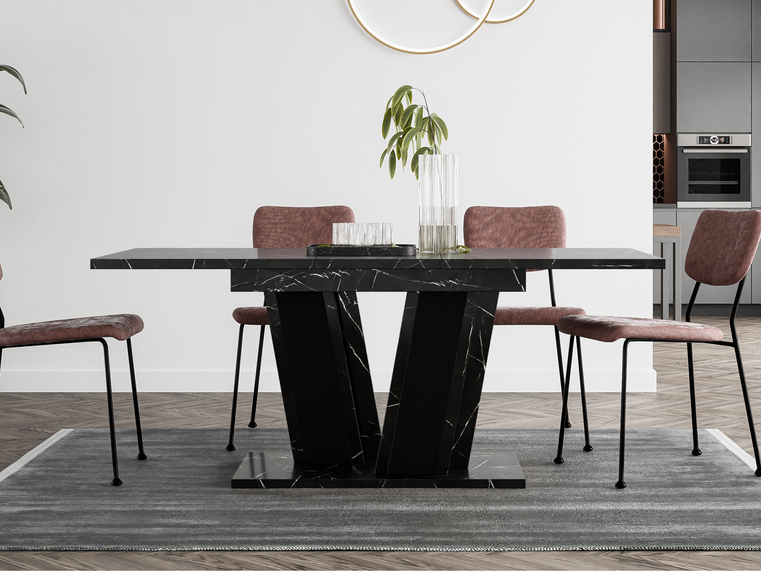 Table Goodyear 139 (Marbre noir + Noir)