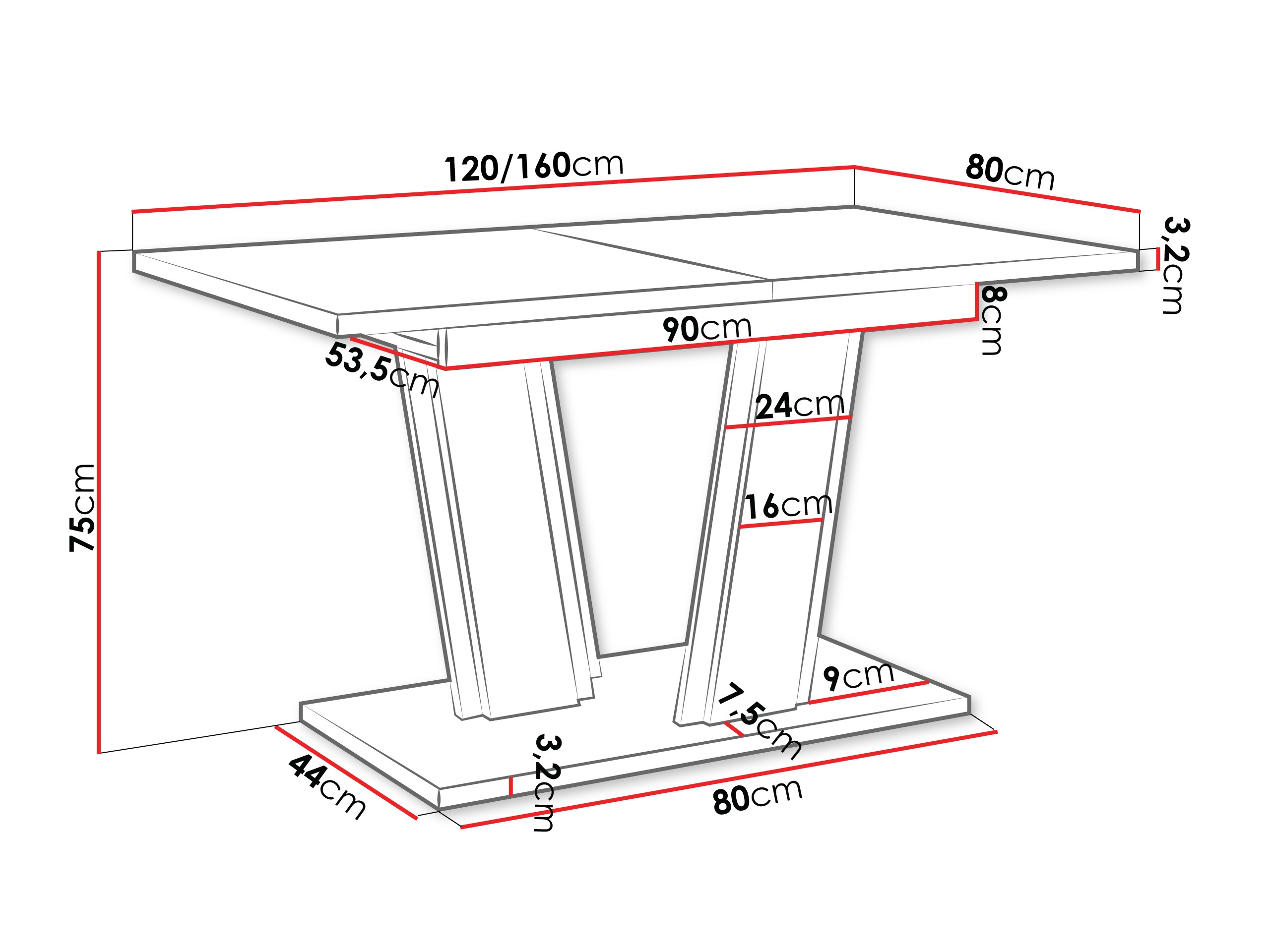 Table Goodyear 139 (Marbre noir + Noir)