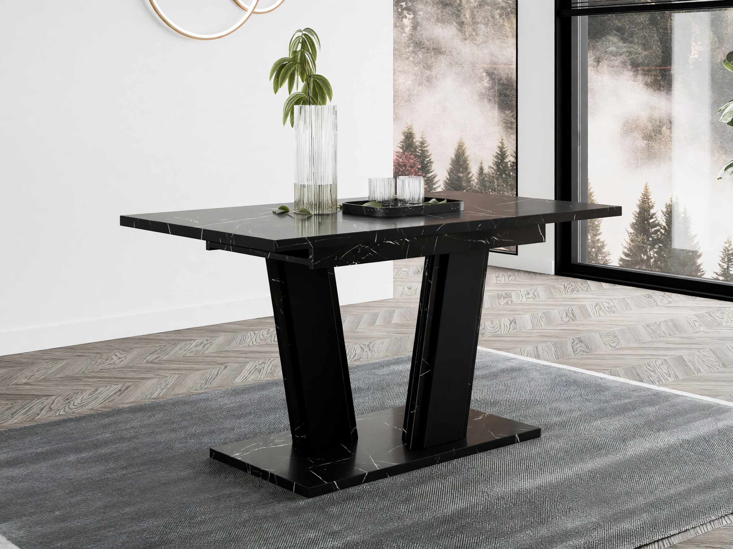 Table Goodyear 139 (Marbre noir + Noir)