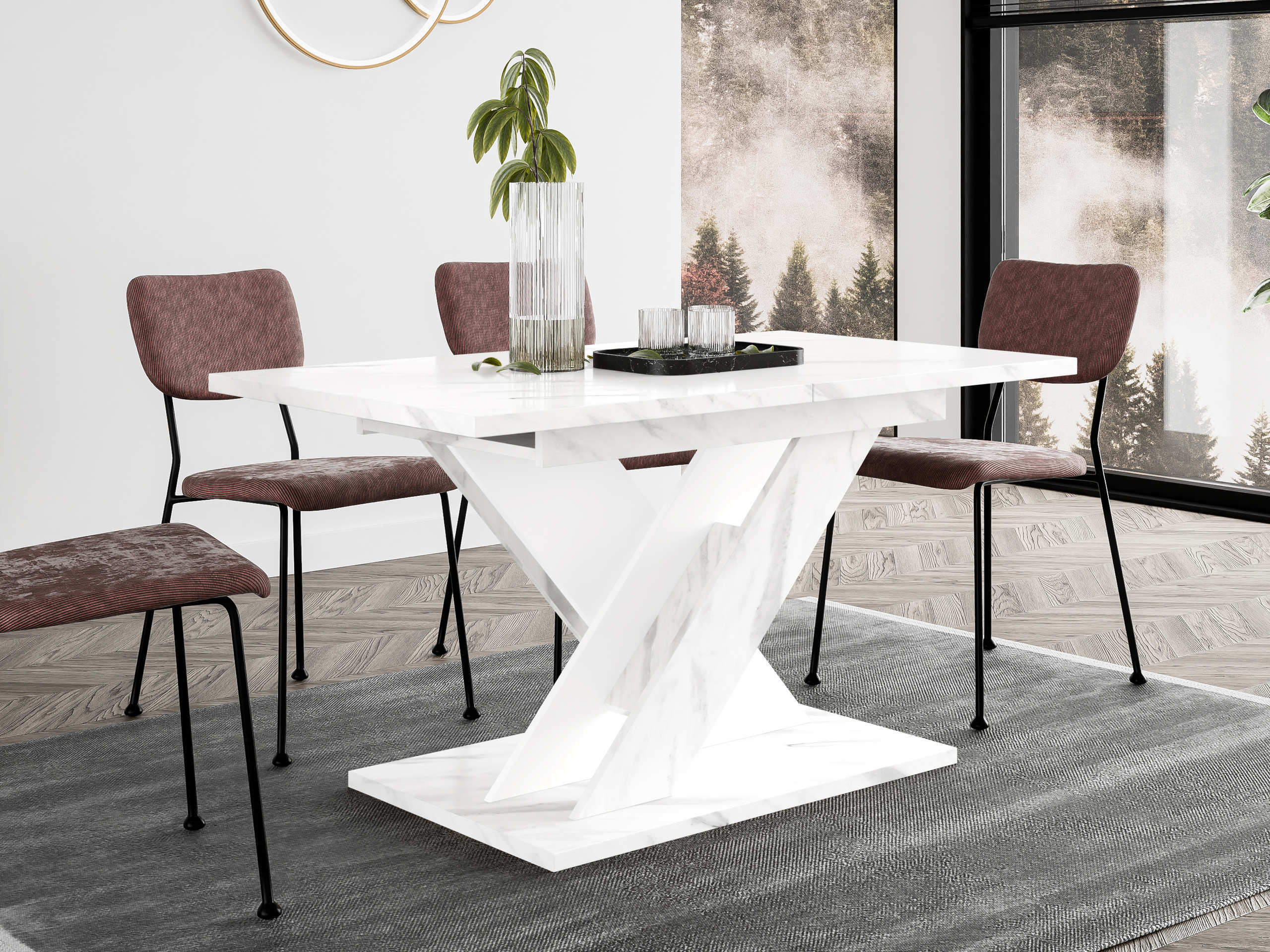Table Goodyear 141 (Marbre blanc + Blanc)