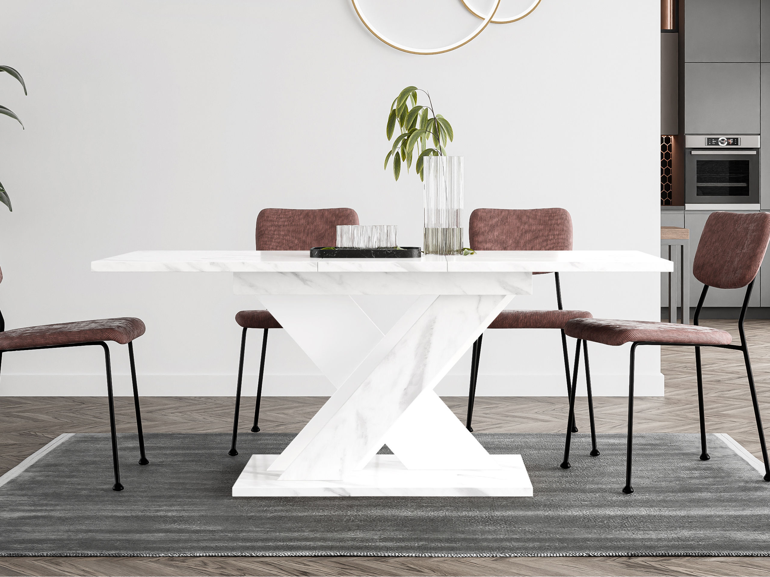 Table Goodyear 141 (Marbre blanc + Blanc)