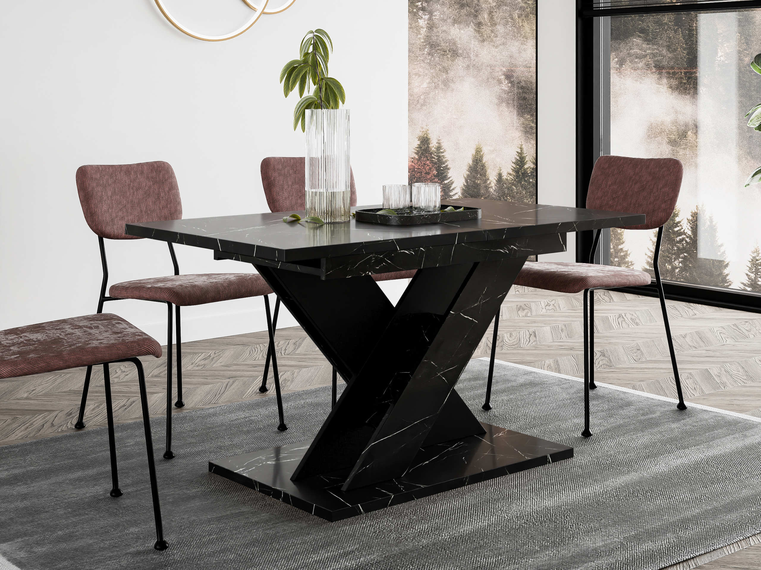 Table Goodyear 141 (Marbre noir + Noir)