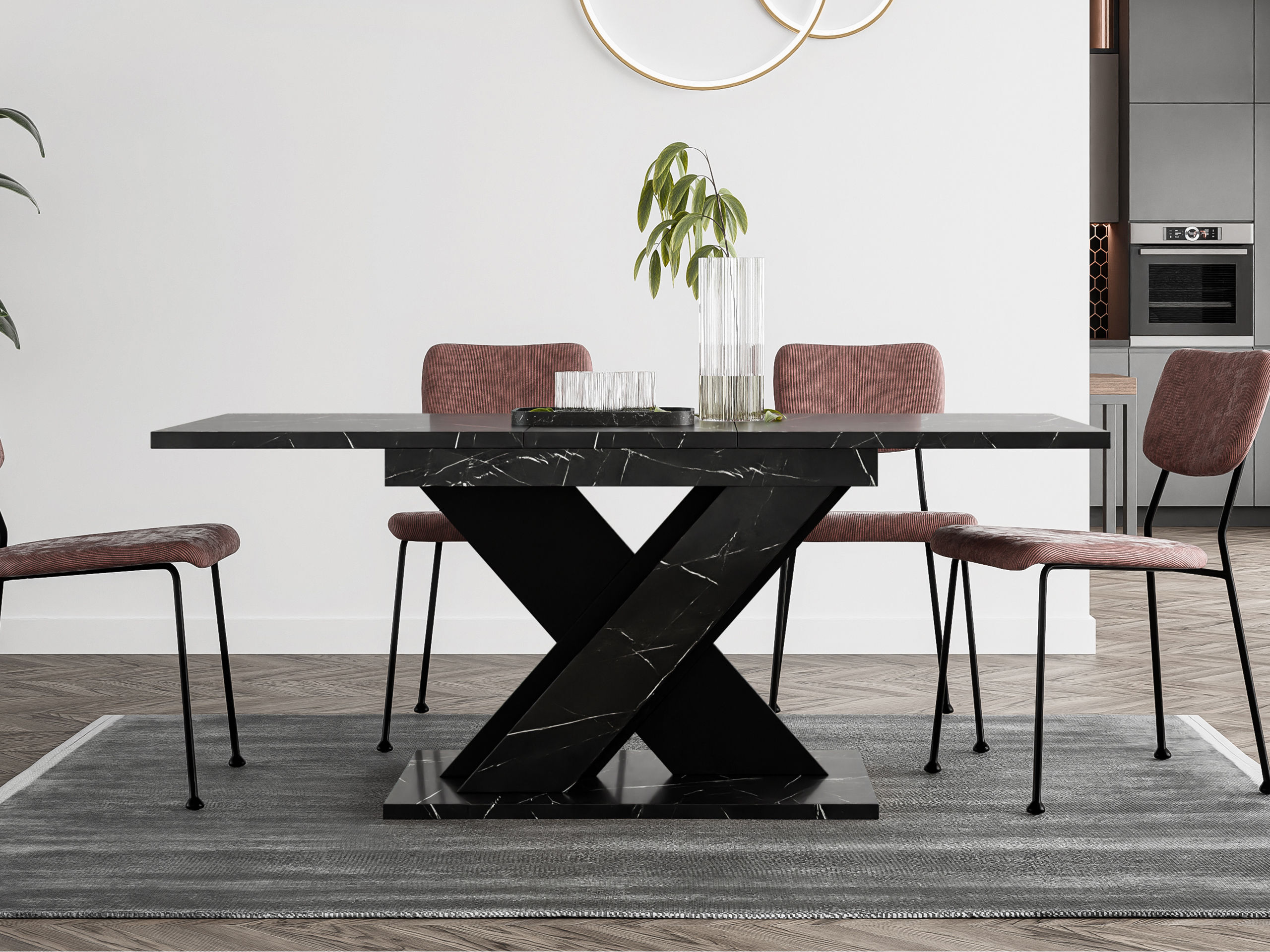 Table Goodyear 141 (Marbre noir + Noir)