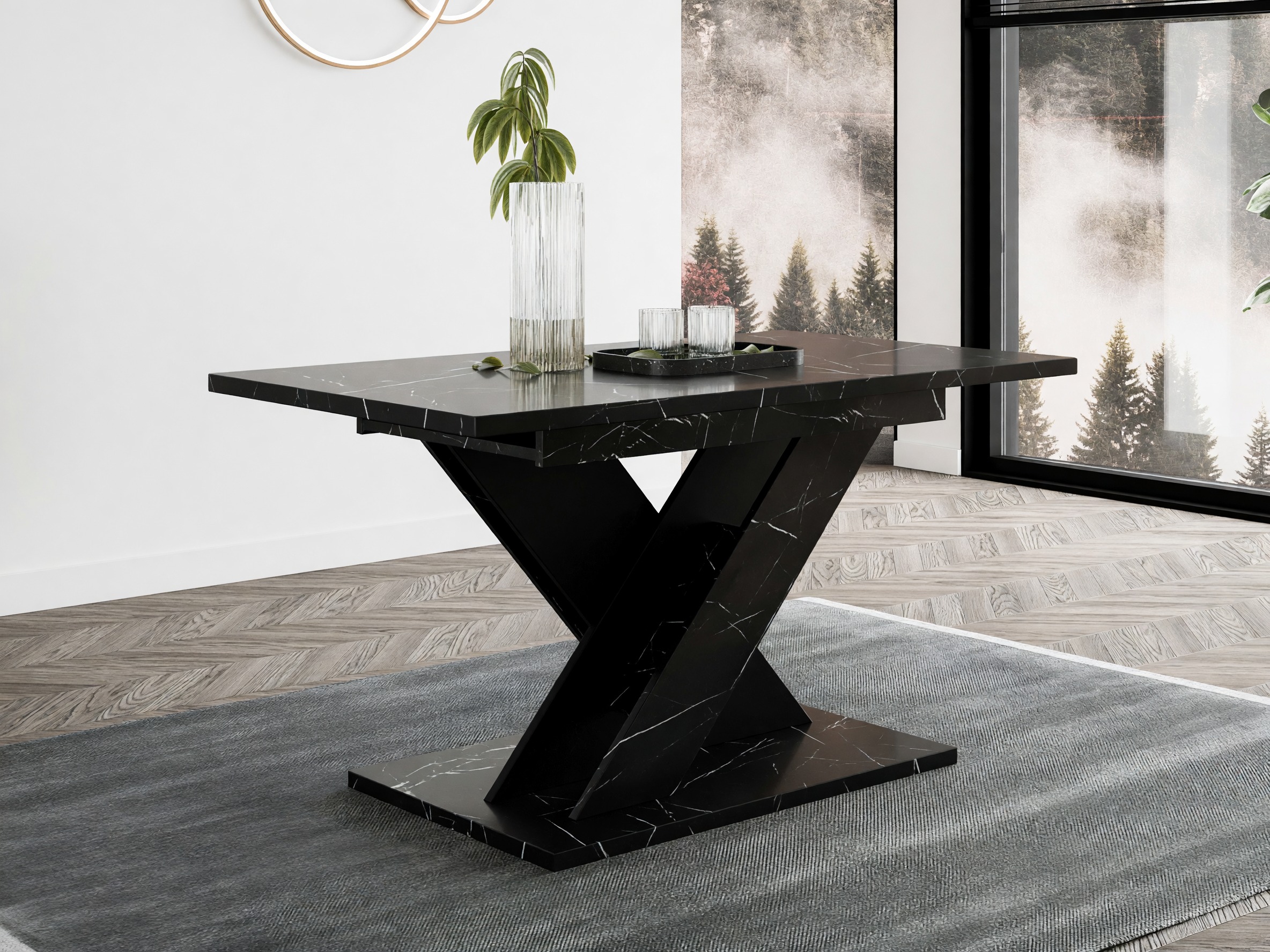 Table Goodyear 141 (Marbre noir + Noir)