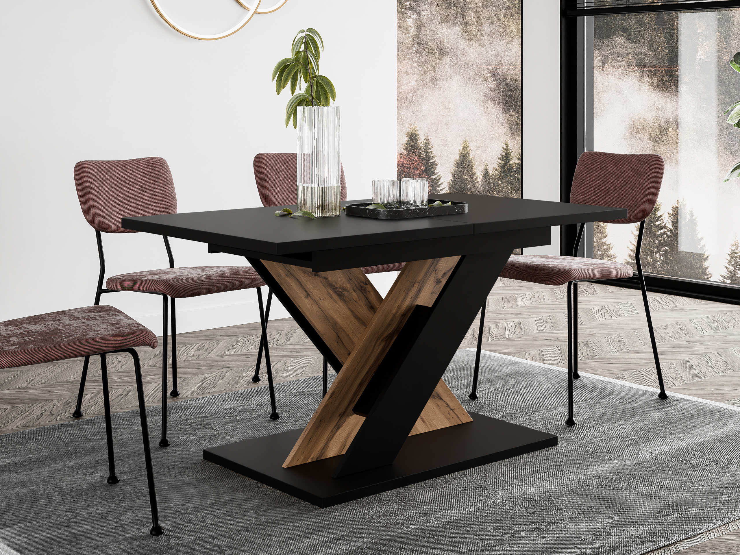 Table Goodyear 141 (Noir + Chêne wotan)