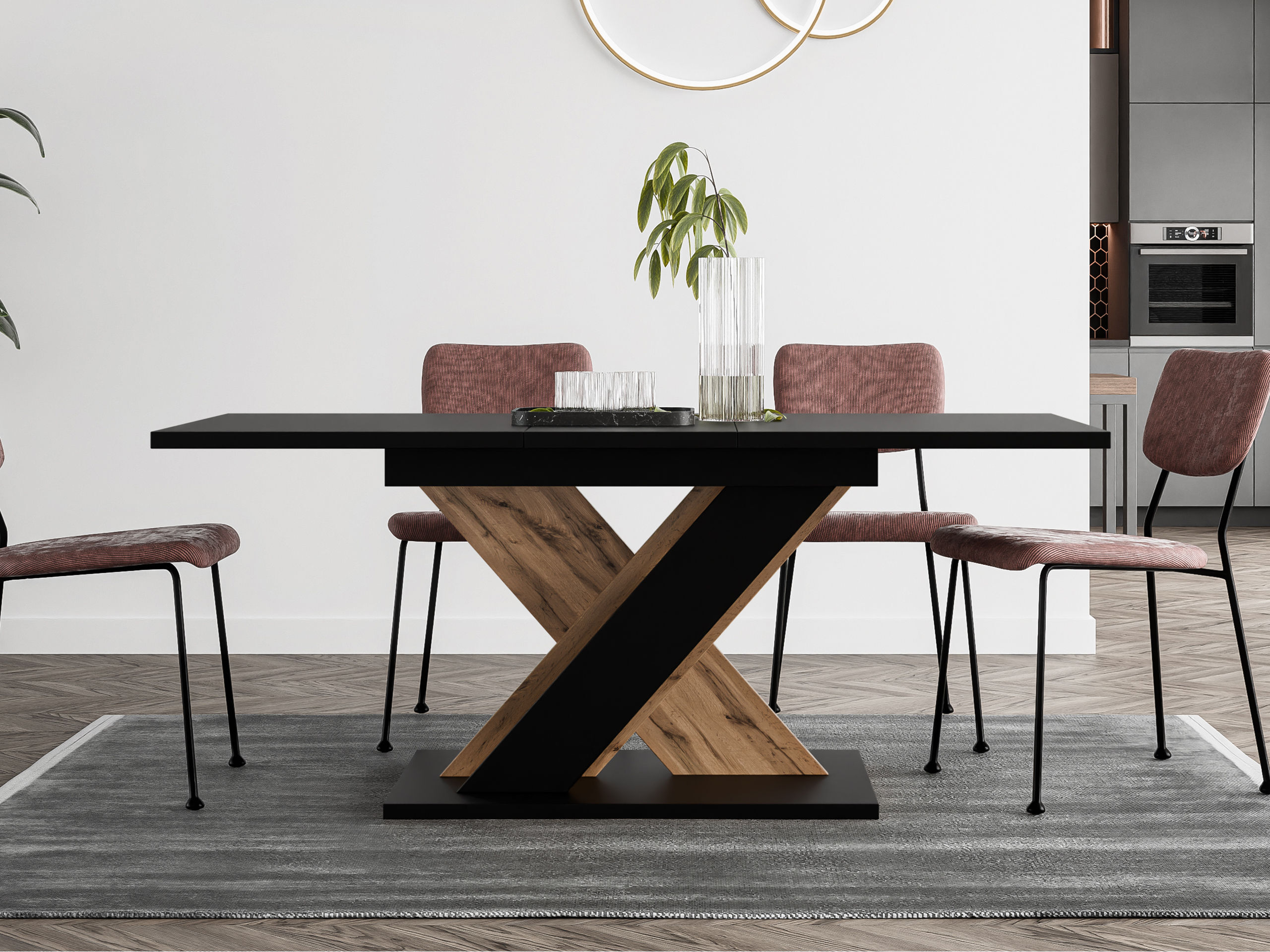 Table Goodyear 141 (Noir + Chêne wotan)