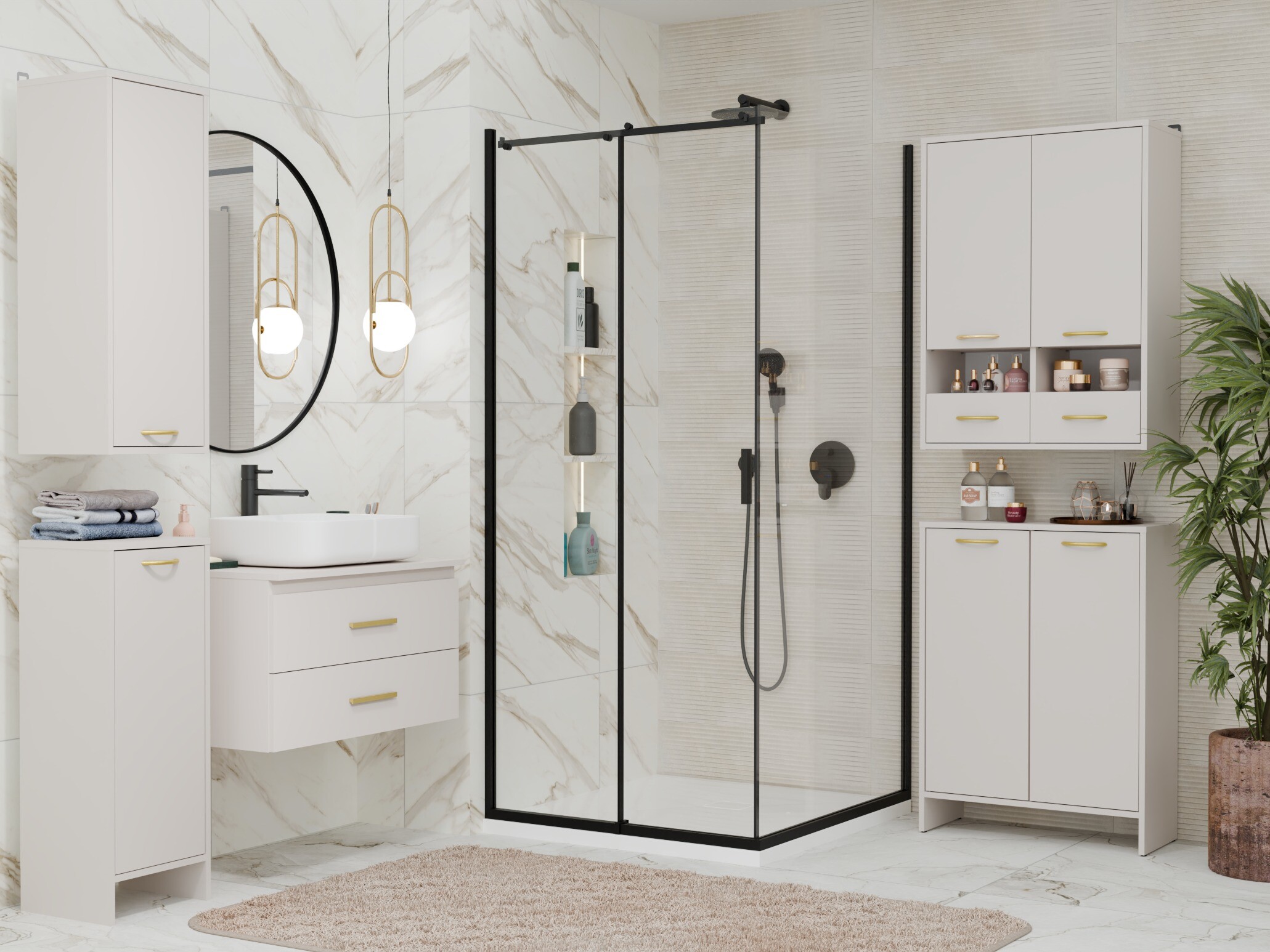 Armoire de salle de bain murale Servou 116 (Cachemire)