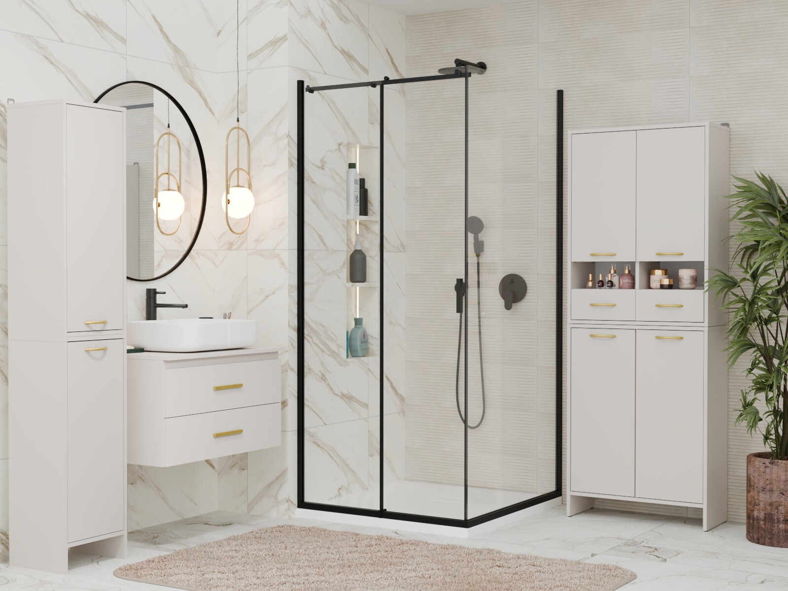Armoire de salle de bain murale Servou 116 (Cachemire)
