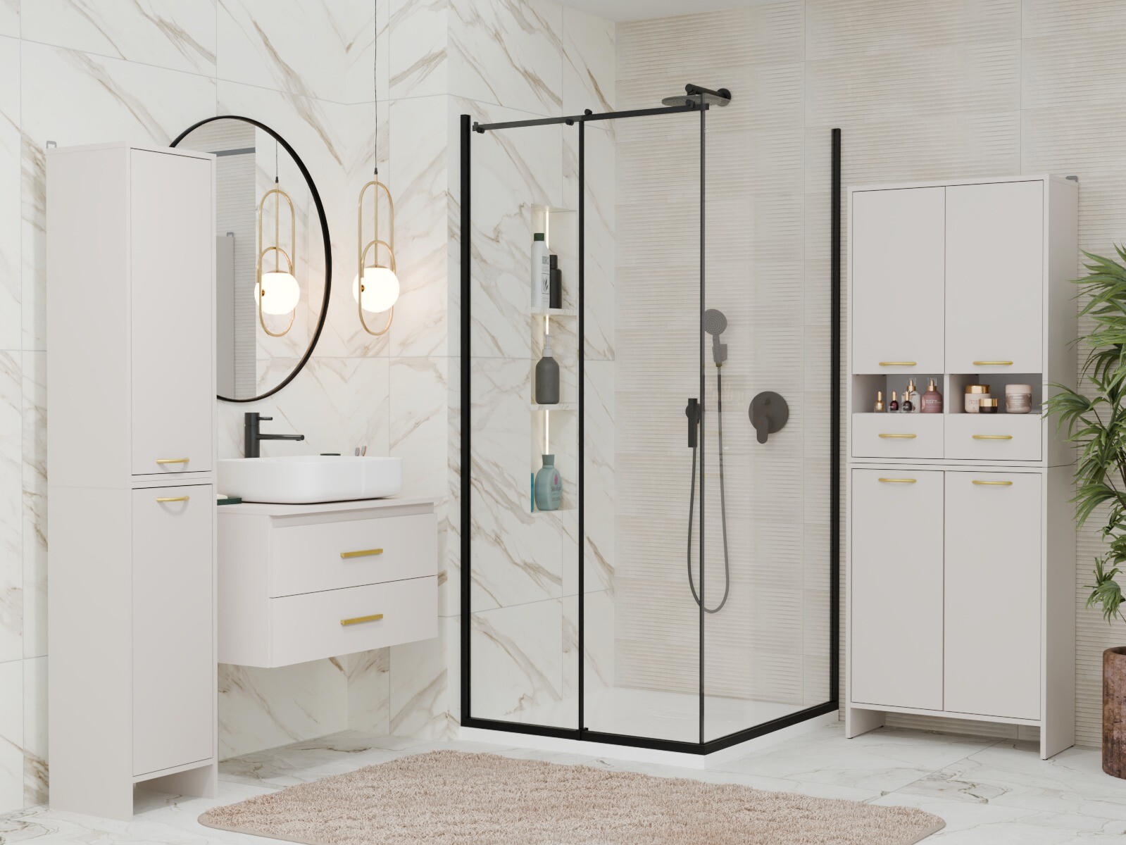 Armoire de salle de bain murale Servou 117 (Cachemire)