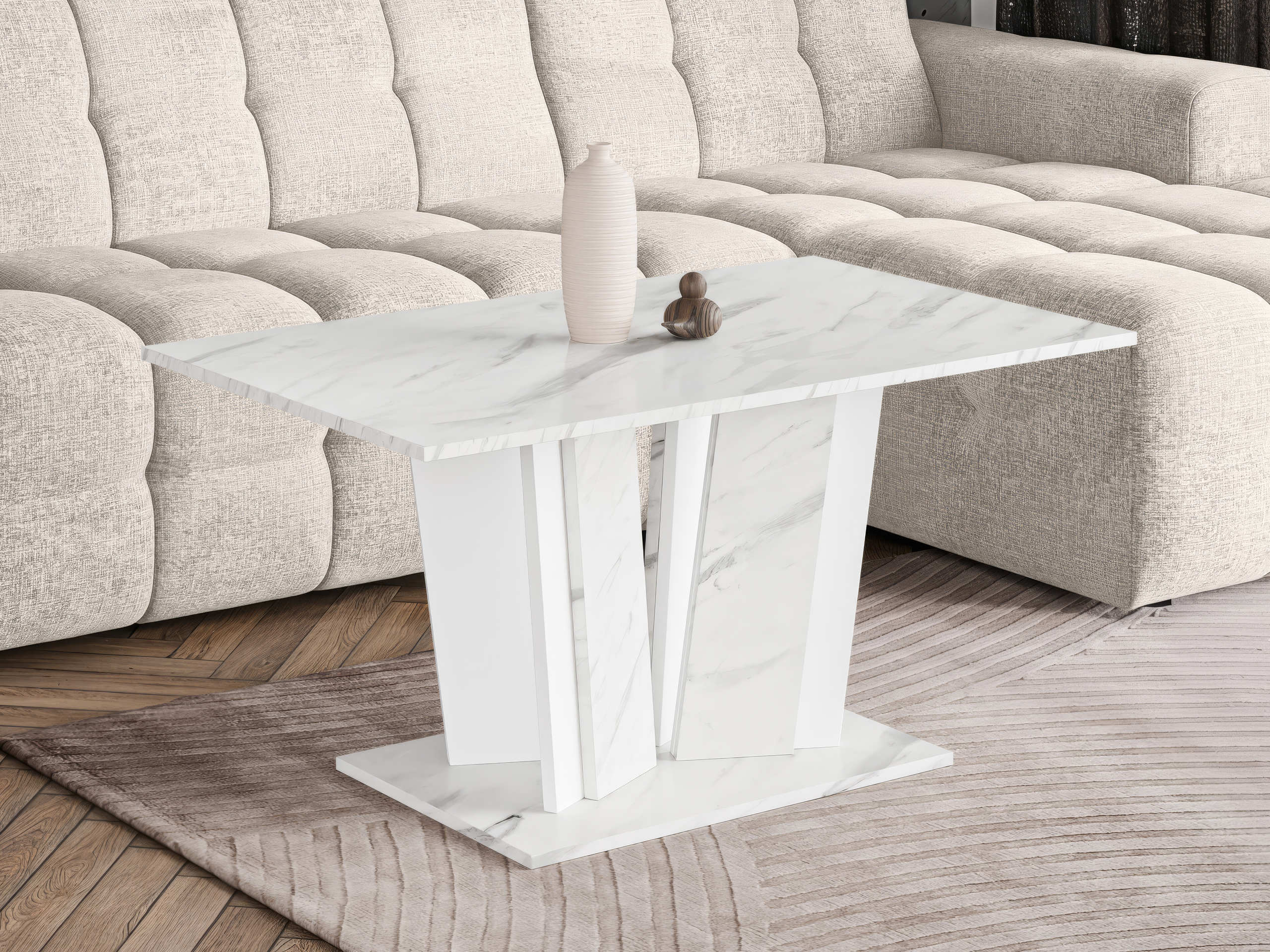 Table basse Goodyear 143 (Marbre blanc + Blanc)
