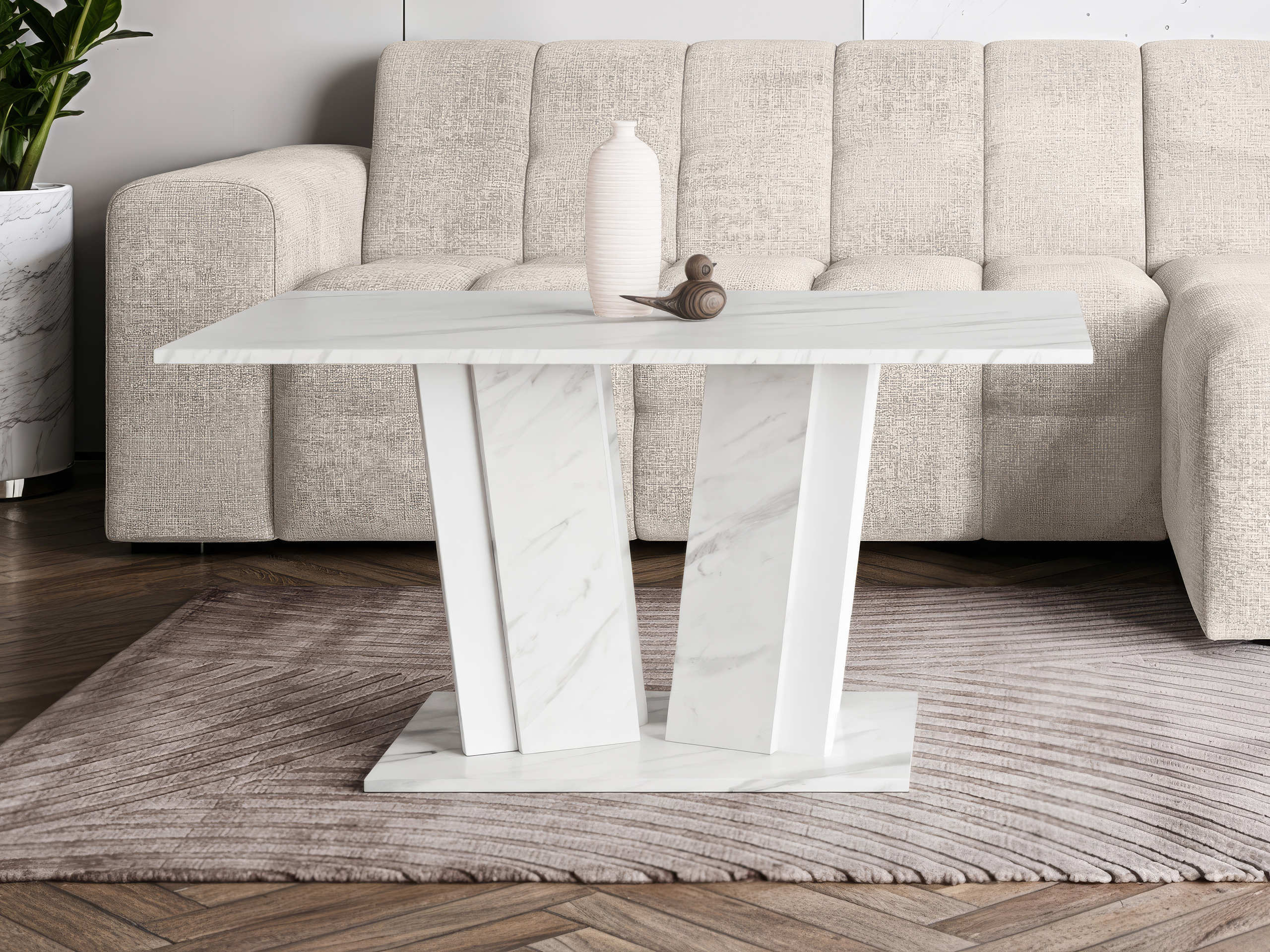 Table basse Goodyear 143 (Marbre blanc + Blanc)