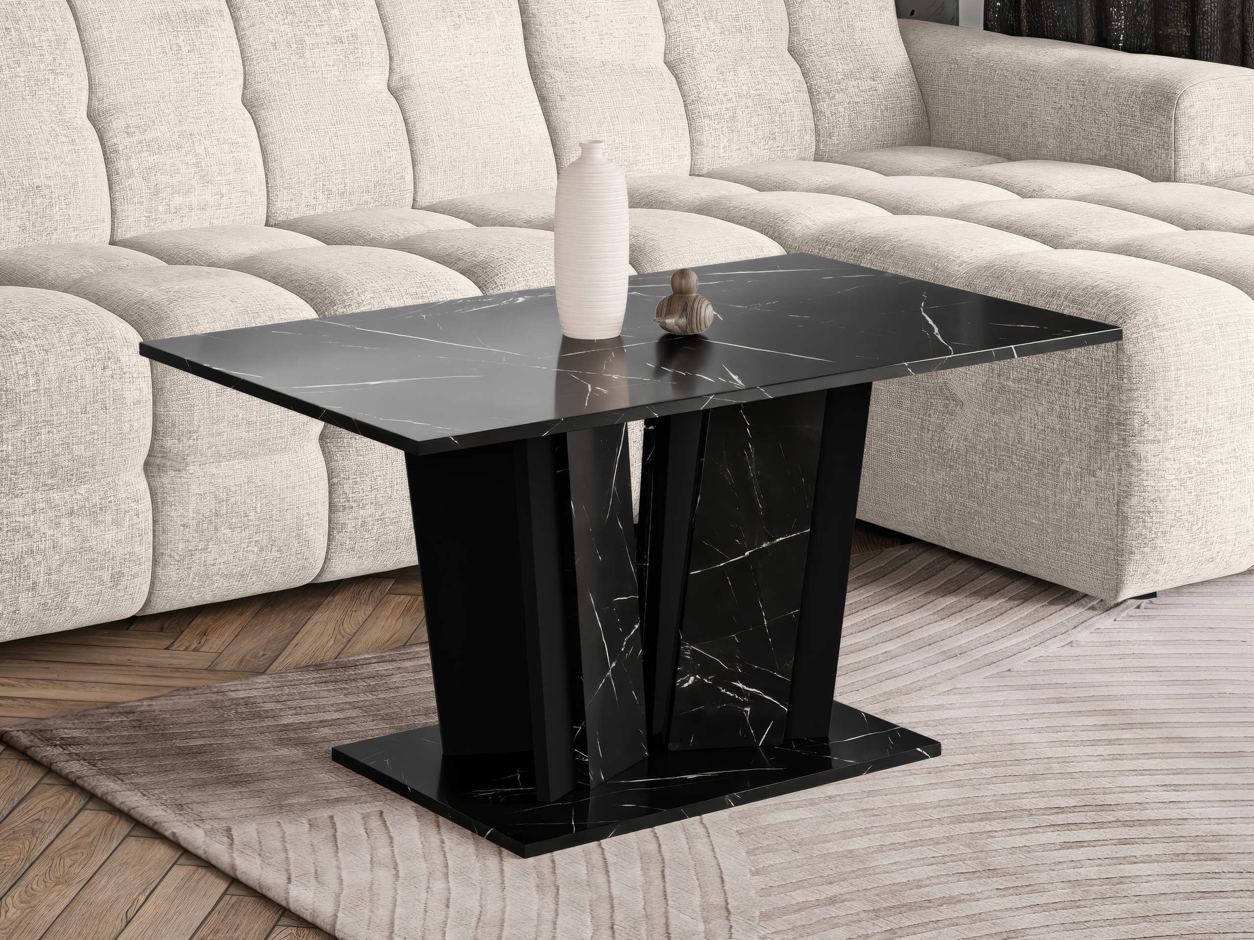 Table basse Goodyear 143 (Marbre noir + Noir)