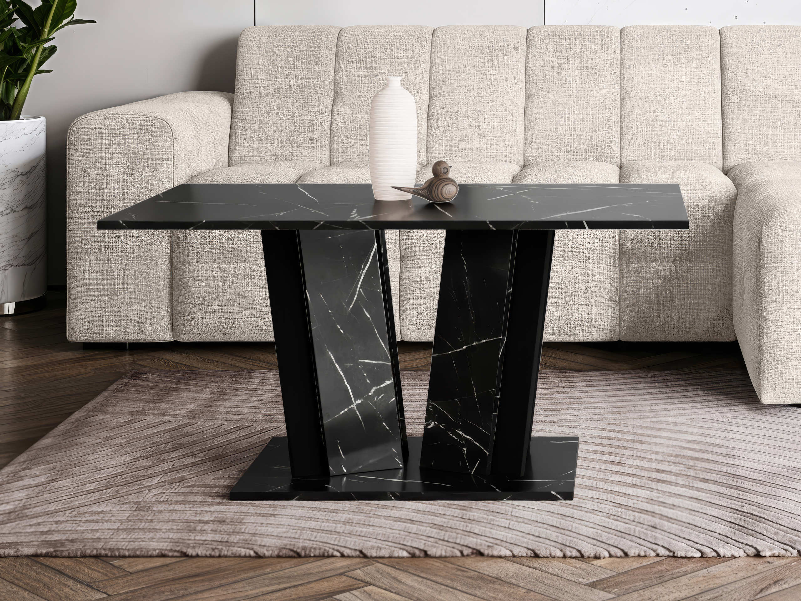Table basse Goodyear 143 (Marbre noir + Noir)
