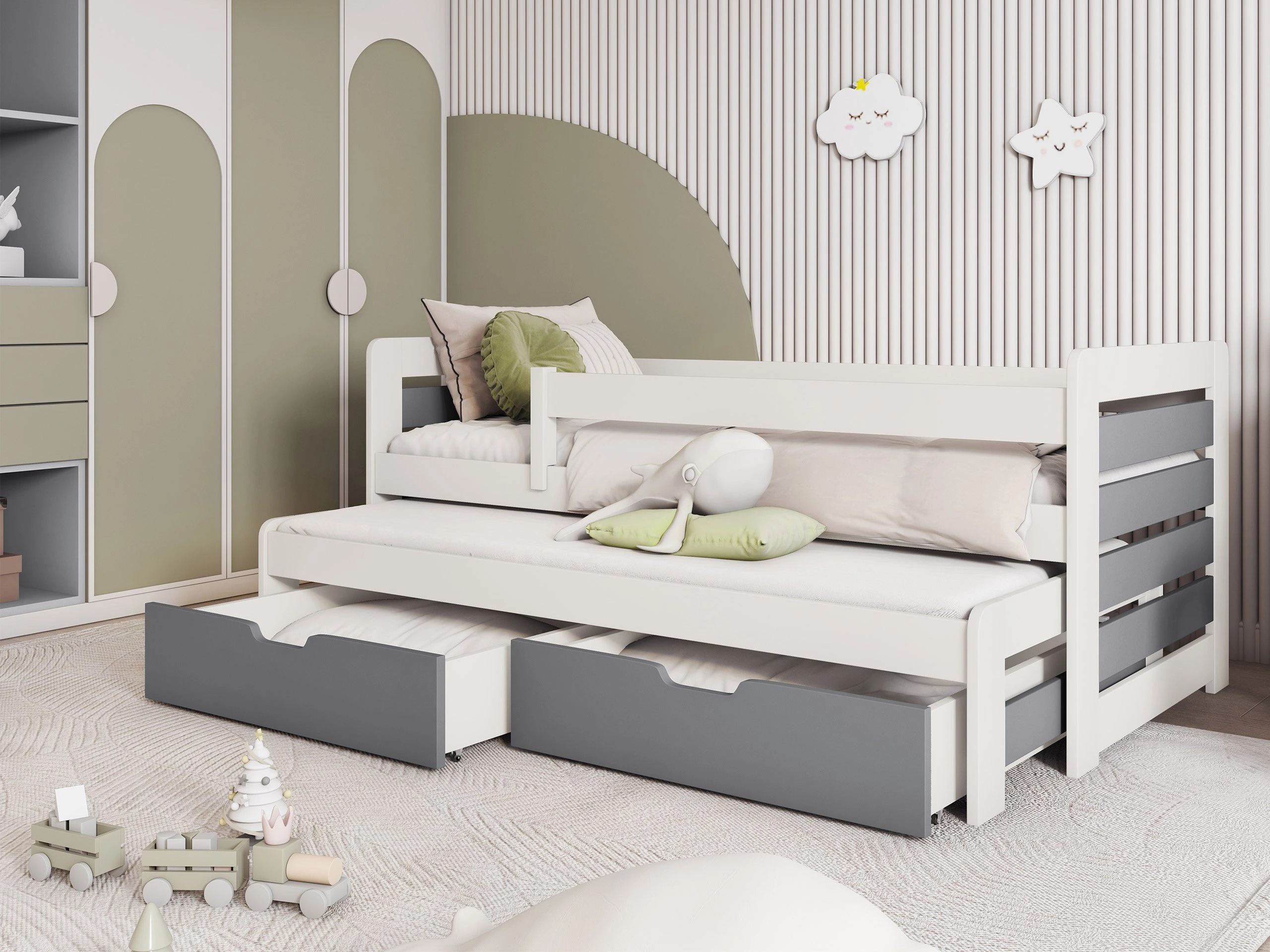 Lit Henderson 127 (Blanc + Gris)
