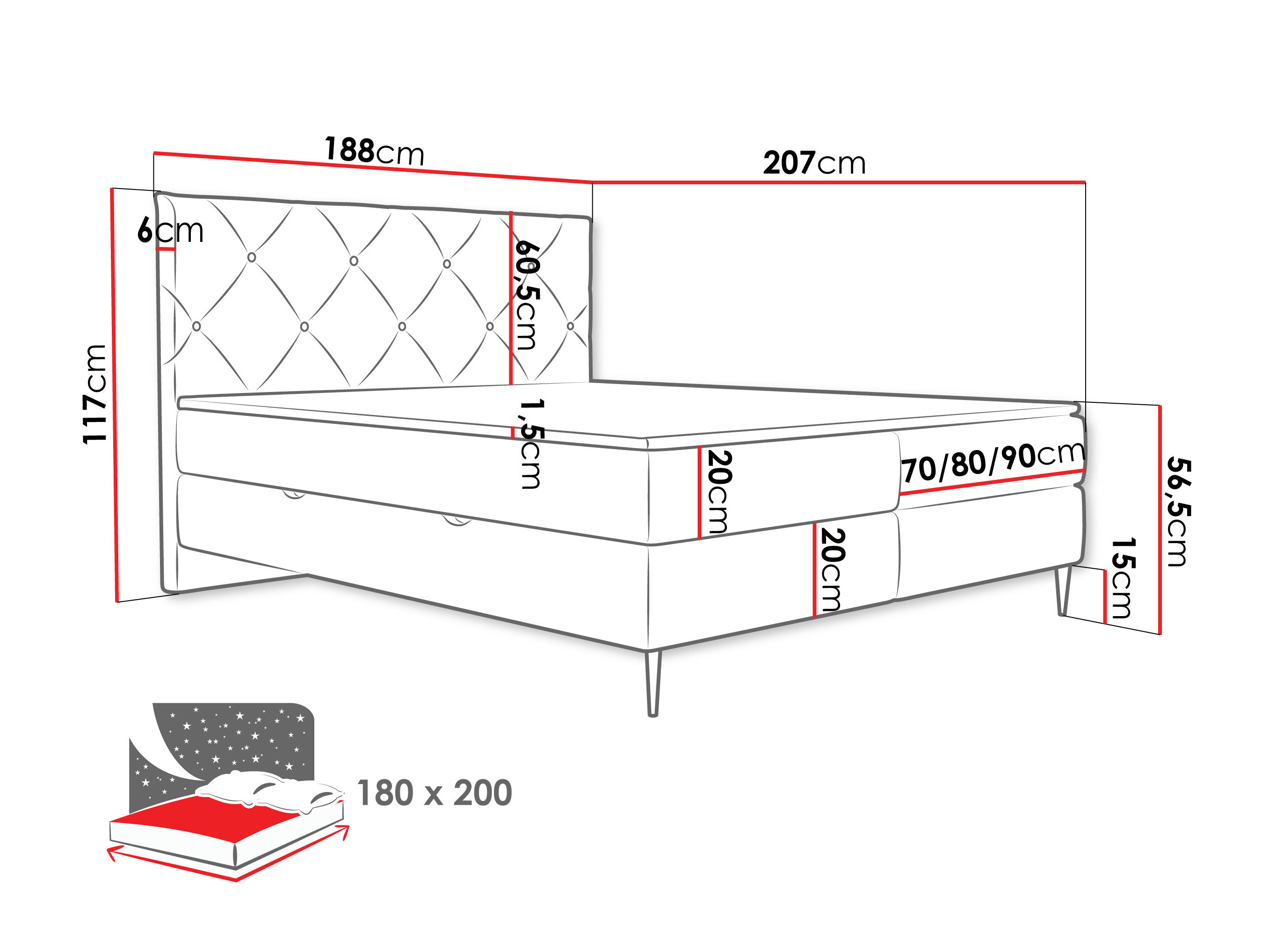 Lit boxspring ComfiDream Myrel (Verita 16)