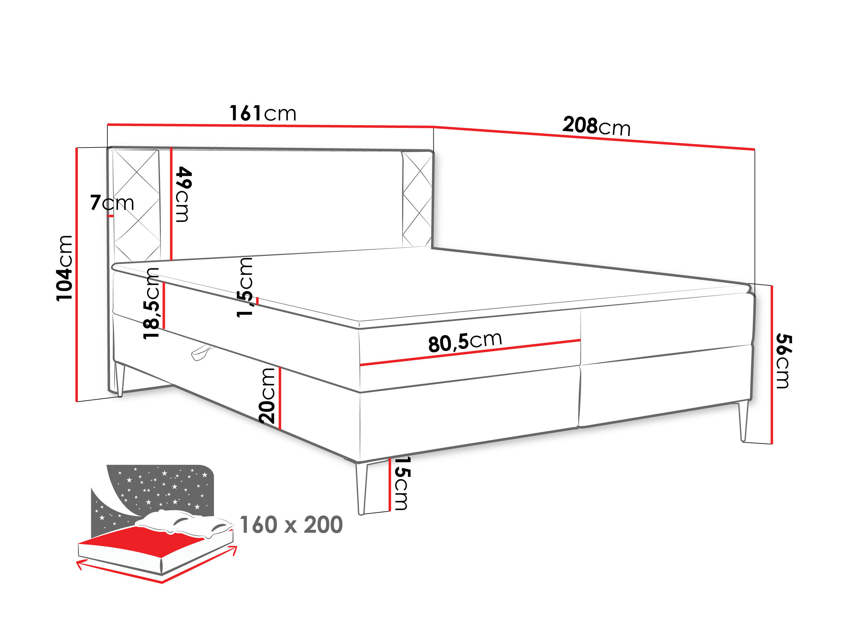 Lit boxspring Providence 200 (Polo 875)