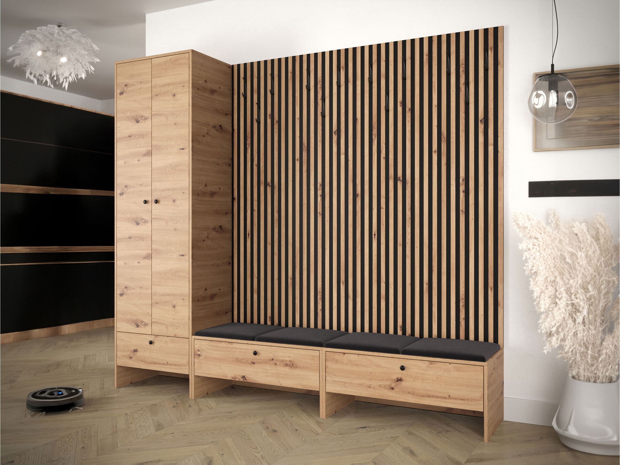 Meuble d'entrée Donio VI (Chêne Artisan + Polo 897)