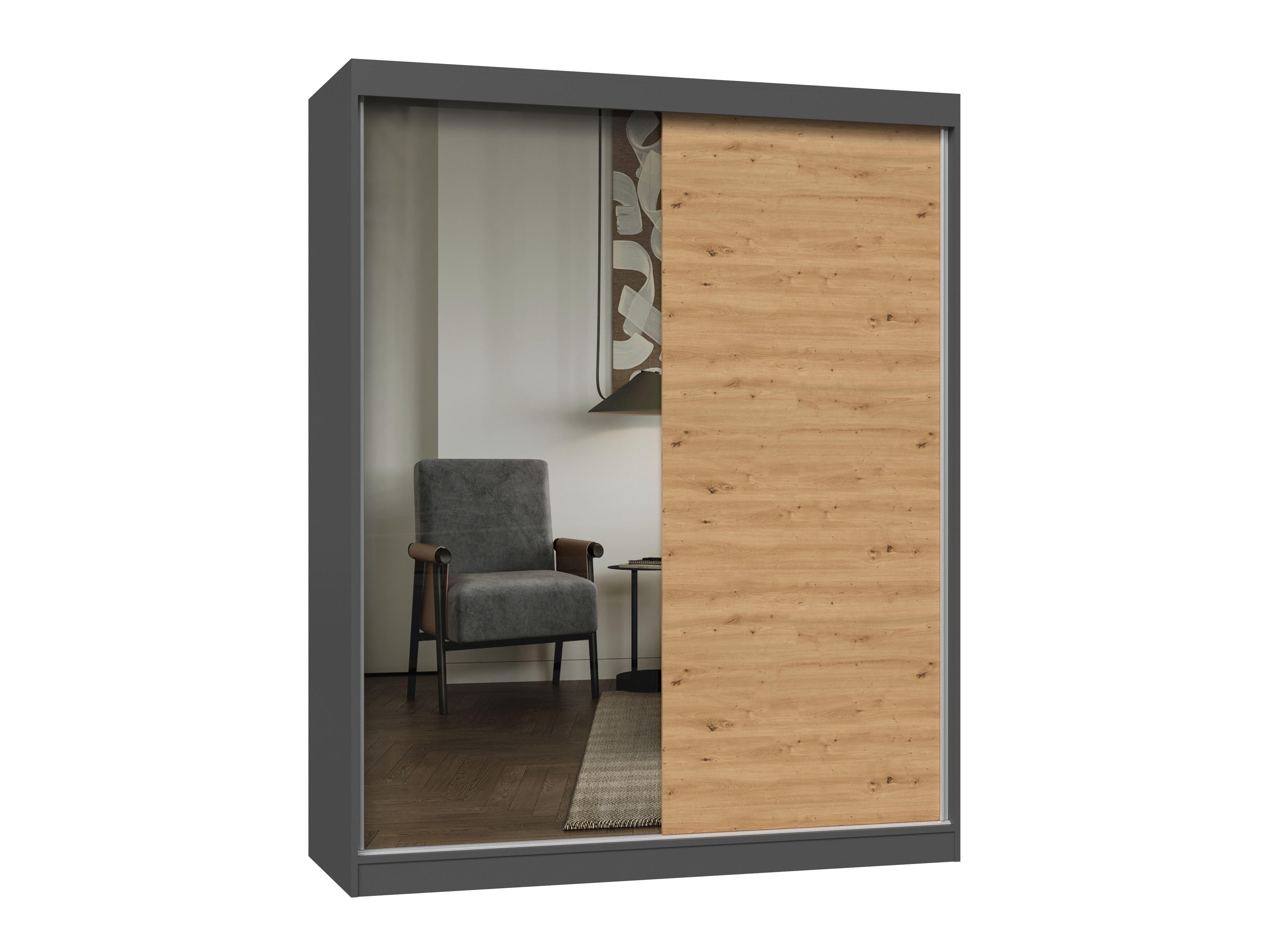 Armoire Mandeville 383 (Chêne Artisan + Anthracite)