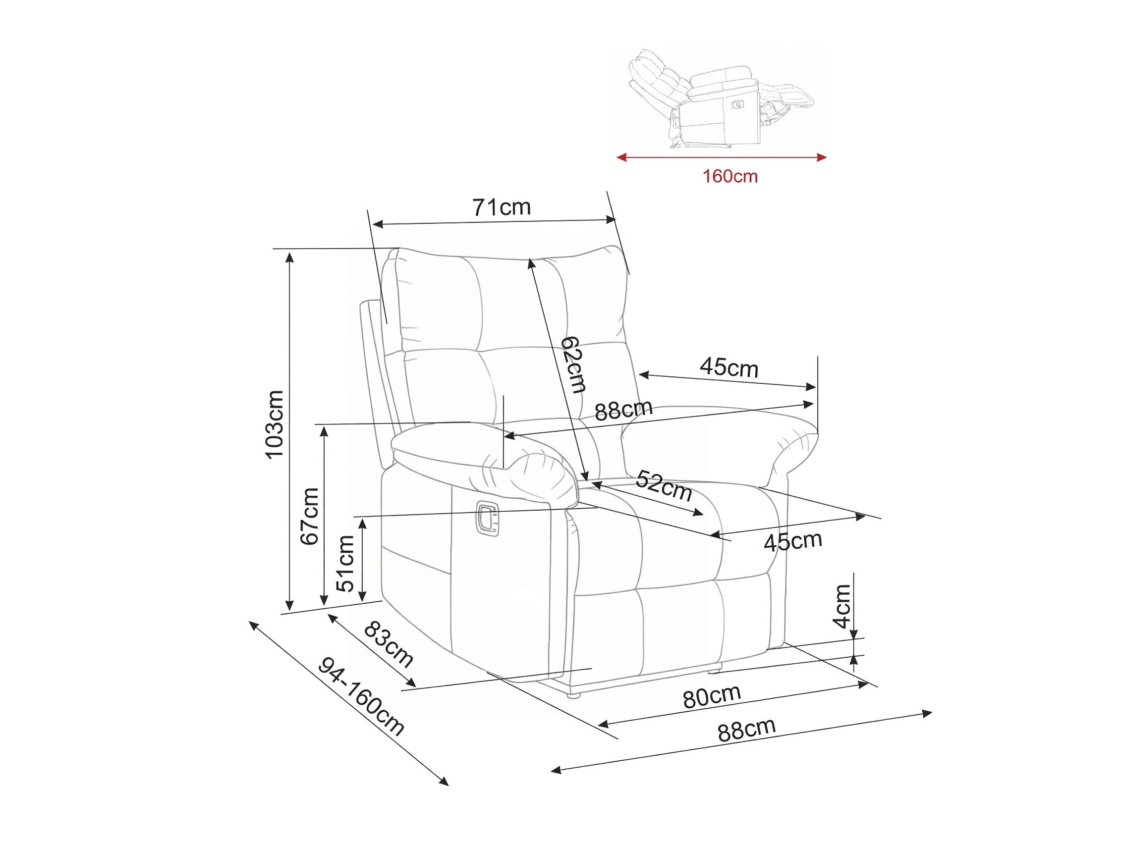 Fauteuil inclinable Detroit 1041 (Raven 30)